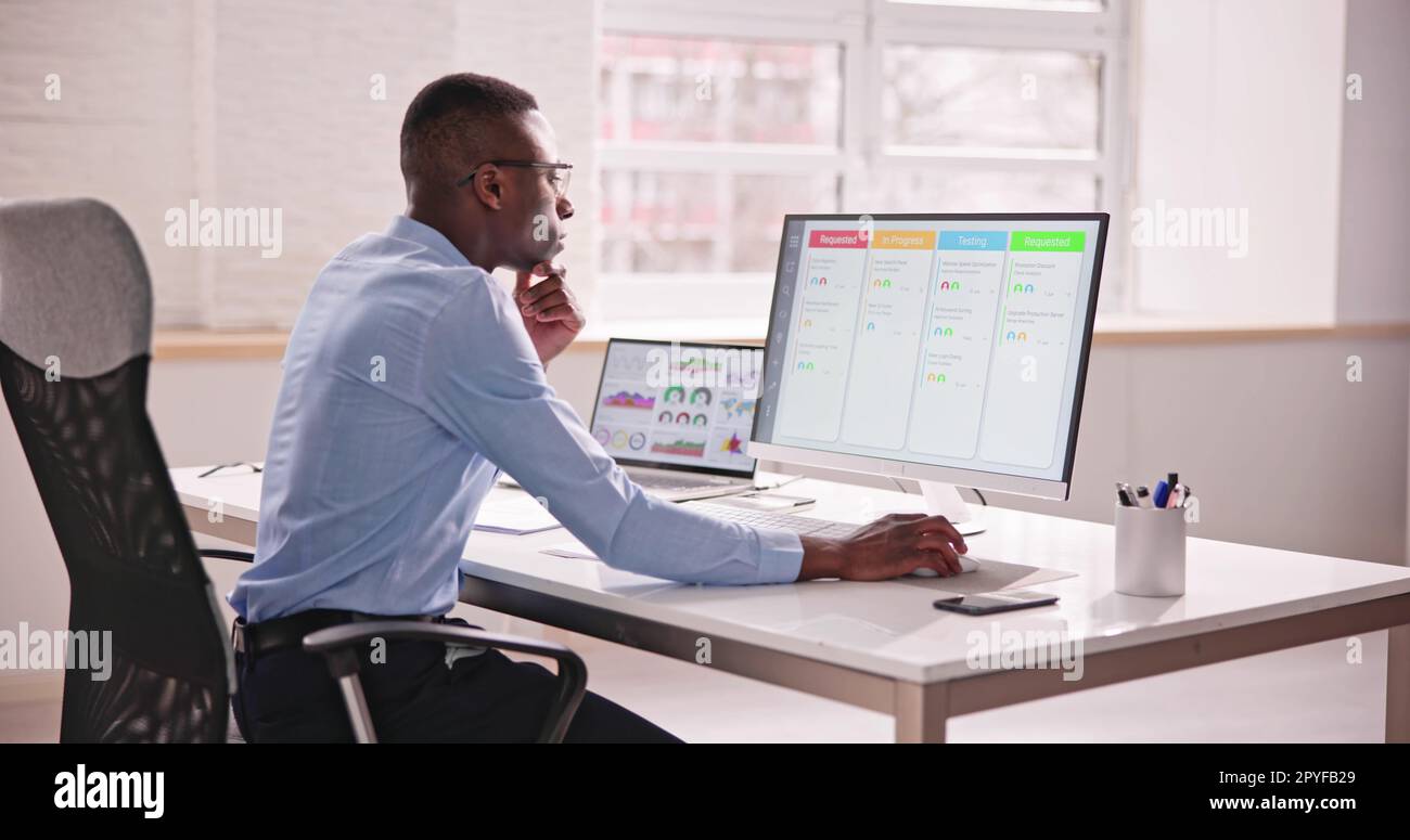 Application logicielle de gestion des plannings de projet Kanban Banque D'Images