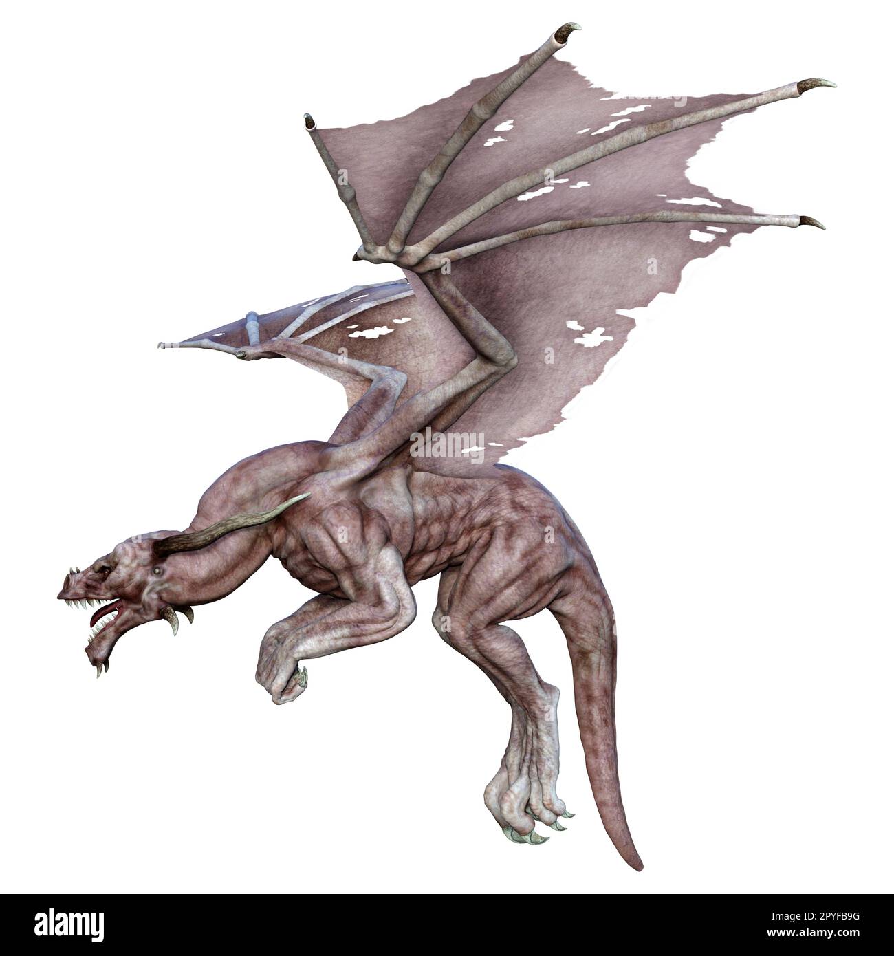 Le rendu 3D d'un dragon fantasy isolé sur fond blanc Banque D'Images