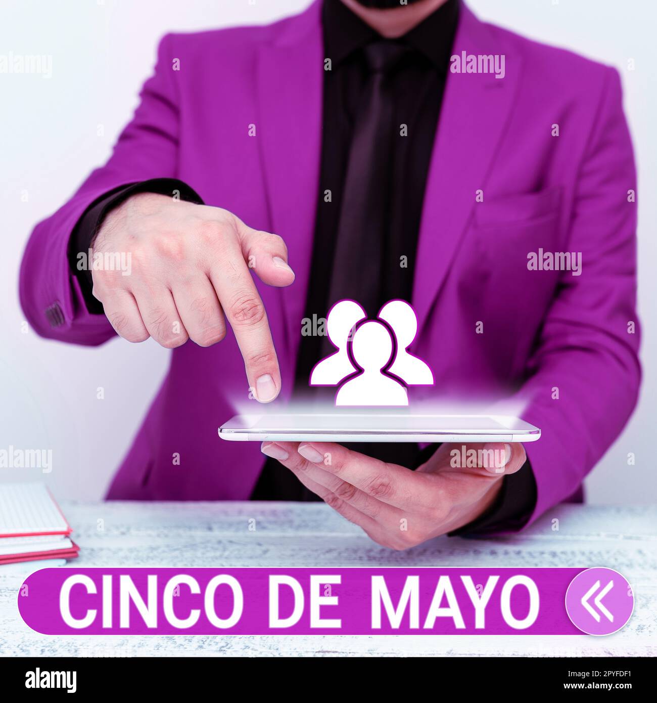 Panneau montrant Cinco de Mayo. Vitrine commerciale célébration Mexico-américaine organisée sur 5 mai Banque D'Images