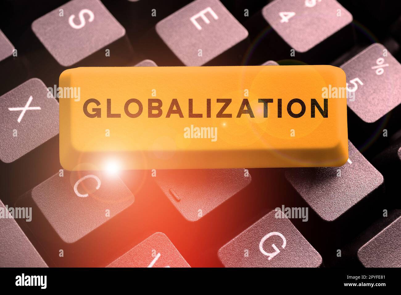 Texte d'écriture globalisation. Photo-développement conceptuel d'une économie mondiale de plus en plus intégrée marquée Banque D'Images