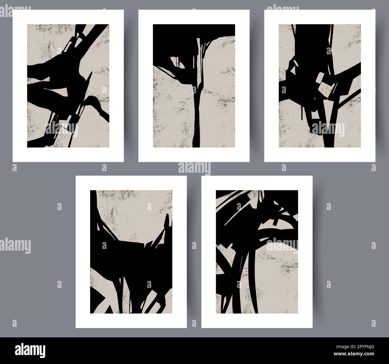 Imprimé art mural abstrait craquelé à pois sombres. Affiche abstraite minimale imprimable. Œuvres d'art murales pour le design intérieur. Décor contemporain. Banque D'Images