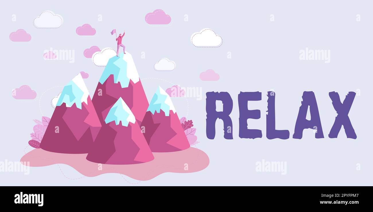 Inspiration montrant signe relax. Le concept d'entreprise rend ou devient moins anxieux apaisant pas de restrictions Banque D'Images