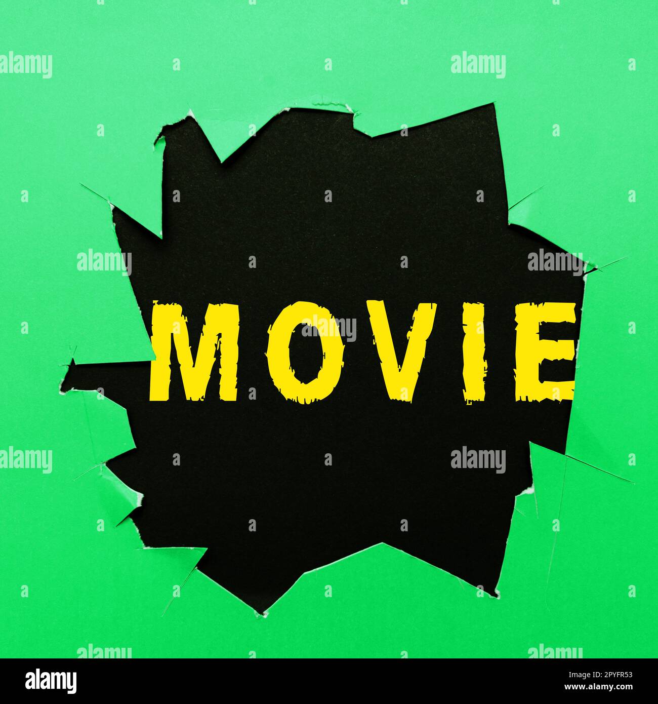 Affiche présentant le film. Mot pour film cinématographique ou télévisé Motion Picture Video affiché à l'écran Banque D'Images