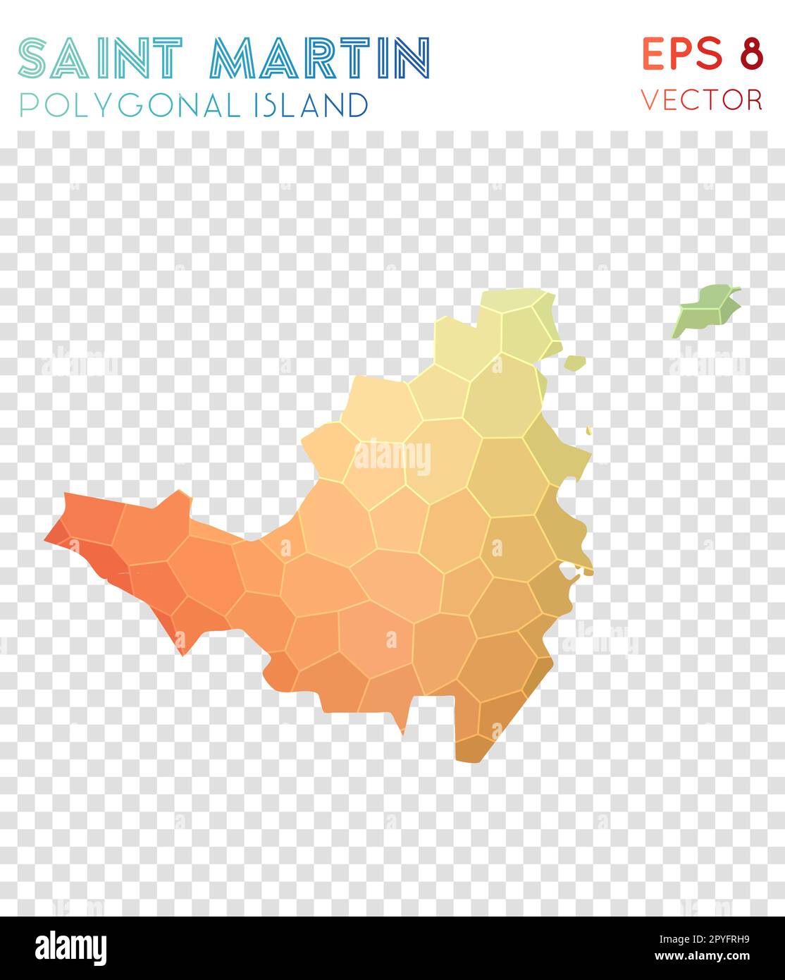 Carte polygonale Saint Martin, île de style mosaïque. Incroyable style poly bas, design moderne. Illustration de Vecteur