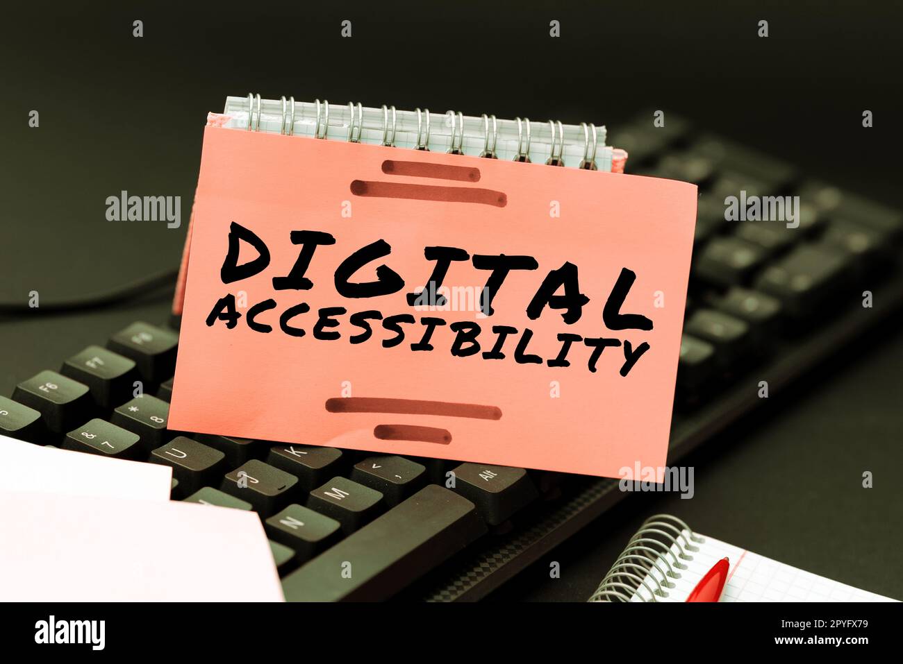 Légende conceptuelle Accessibilité numérique. Technologie électronique photographique conceptuelle qui génère des magasins et traite des données Banque D'Images
