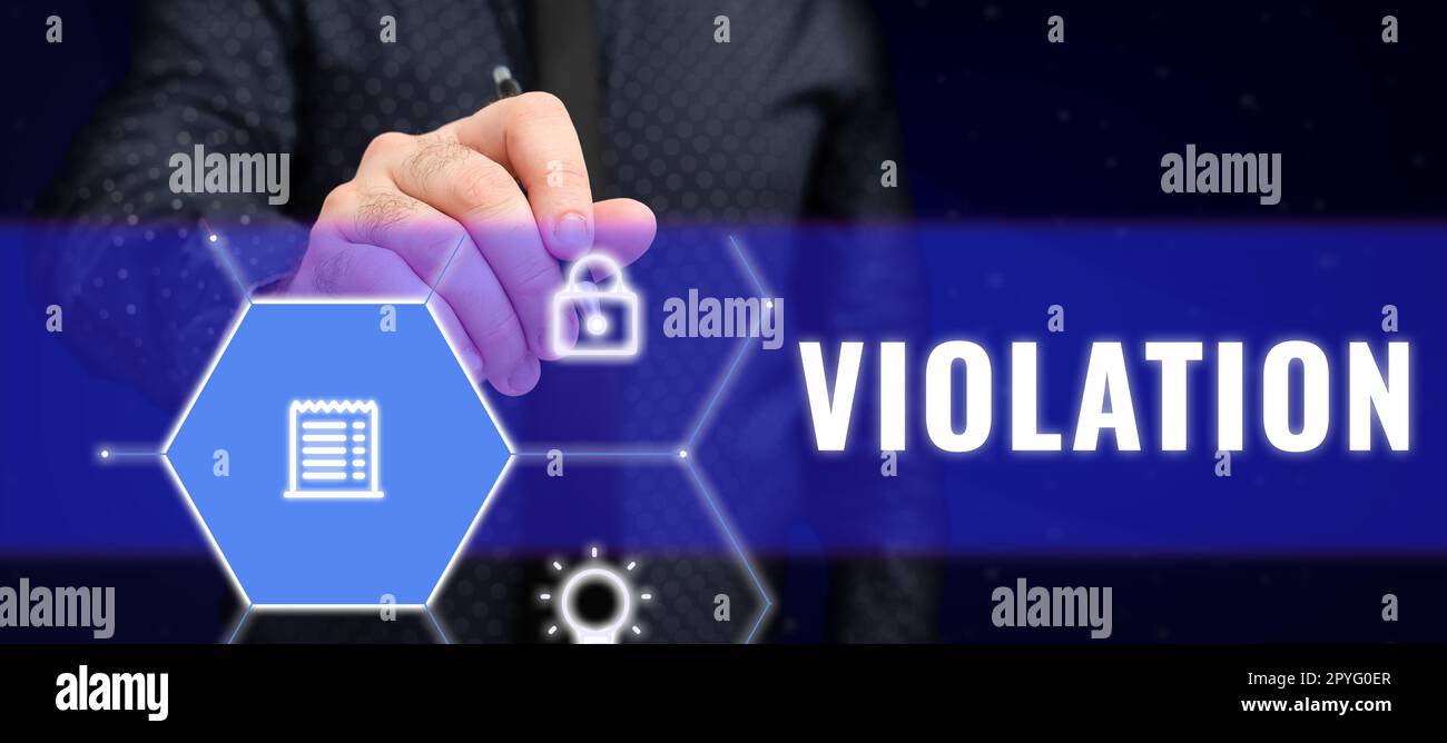 Violation du texte d'écriture manuscrite. Mot pour violation des règles ou lois établies Banque D'Images
