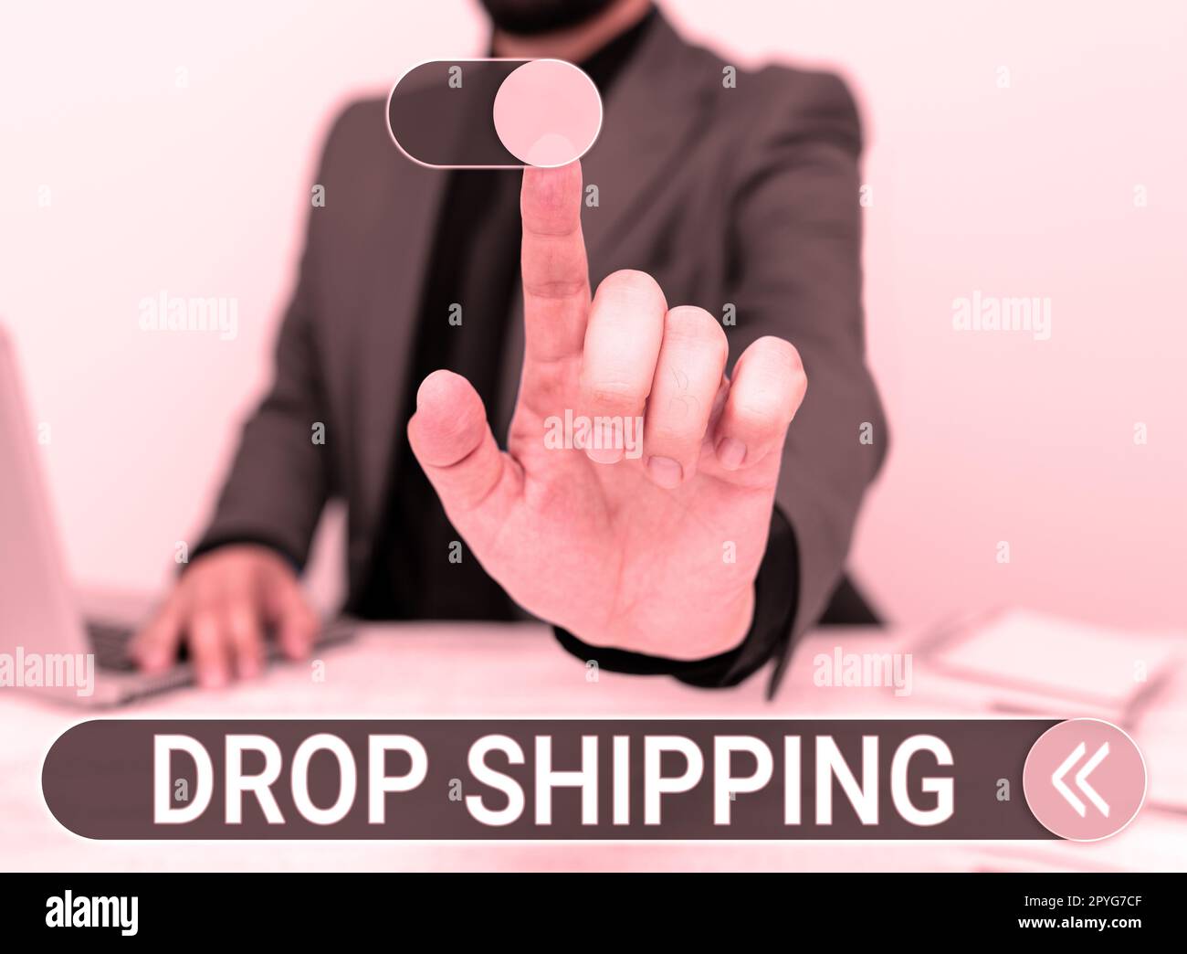 Affiche indiquant l'expédition du DROP. Internet concept pour envoyer des marchandises d'un fabricant directement à un client plutôt qu'au détaillant Banque D'Images