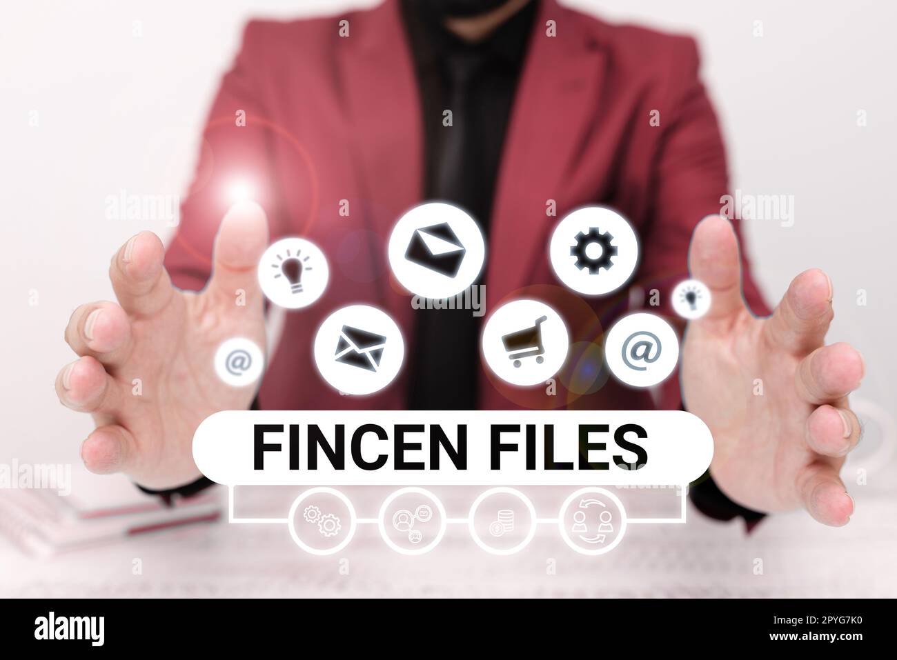 Légende de texte présentant les fichiers FinCEN. Concept signification opérations dans les actifs et passifs financiers Banque D'Images
