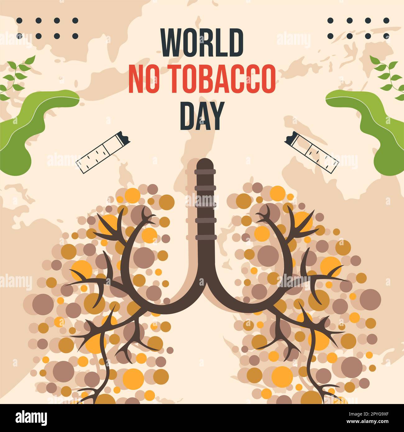 Journée mondiale sans tabac médias sociaux contexte Illustration dessin animé de modèles dessinés à la main Banque D'Images