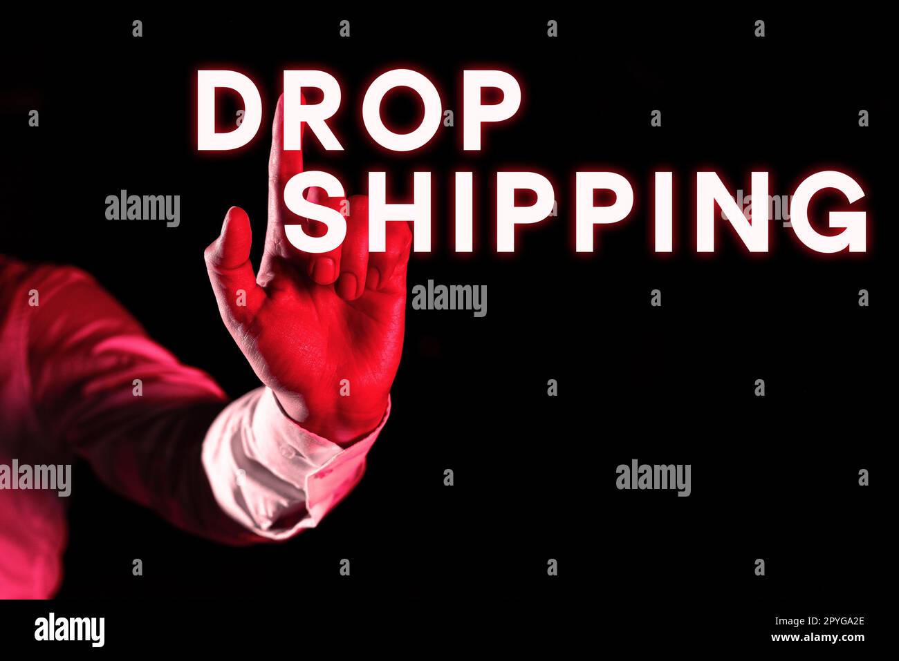 Légende présentant Drop Shipping. Mot pour pour envoyer des marchandises d'un fabricant directement à un client au lieu de au détaillant Banque D'Images