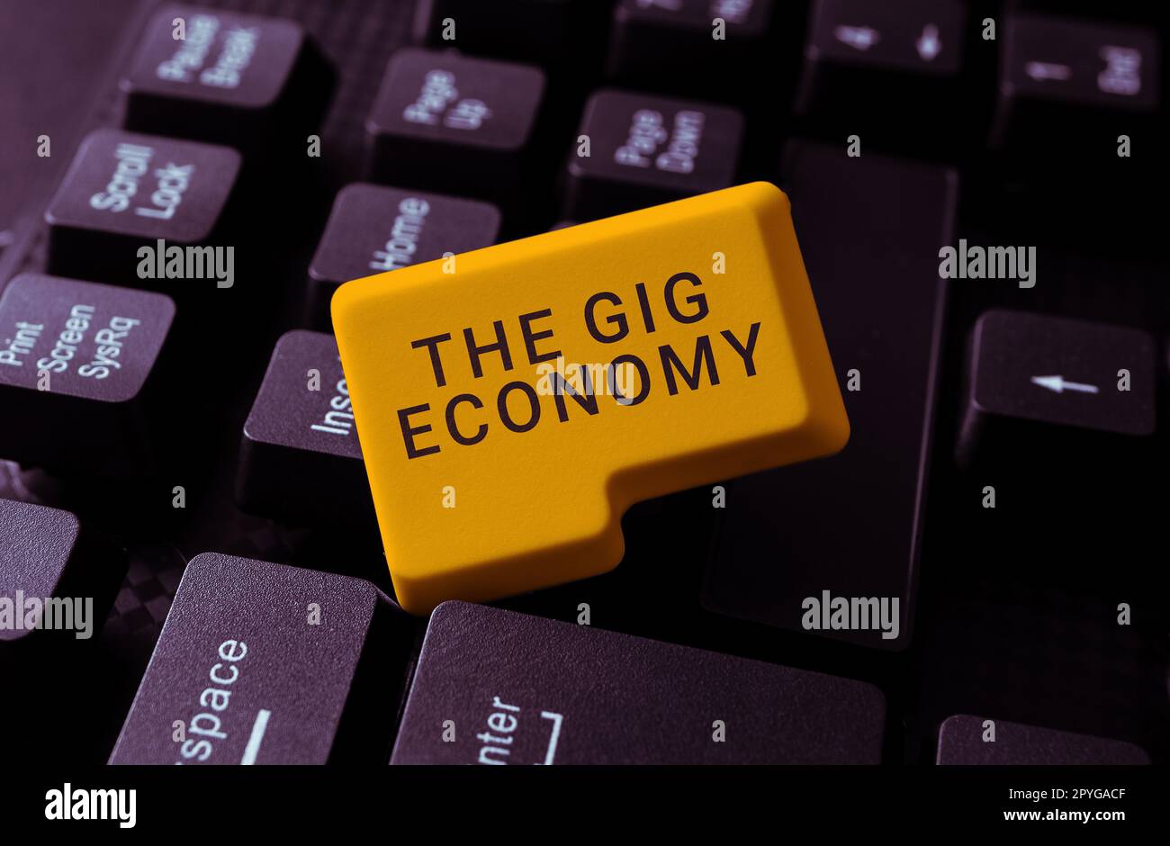 Légende conceptuelle The Gig Economy. Aperçu du marché des contrats à court terme travail indépendant temporaire Banque D'Images