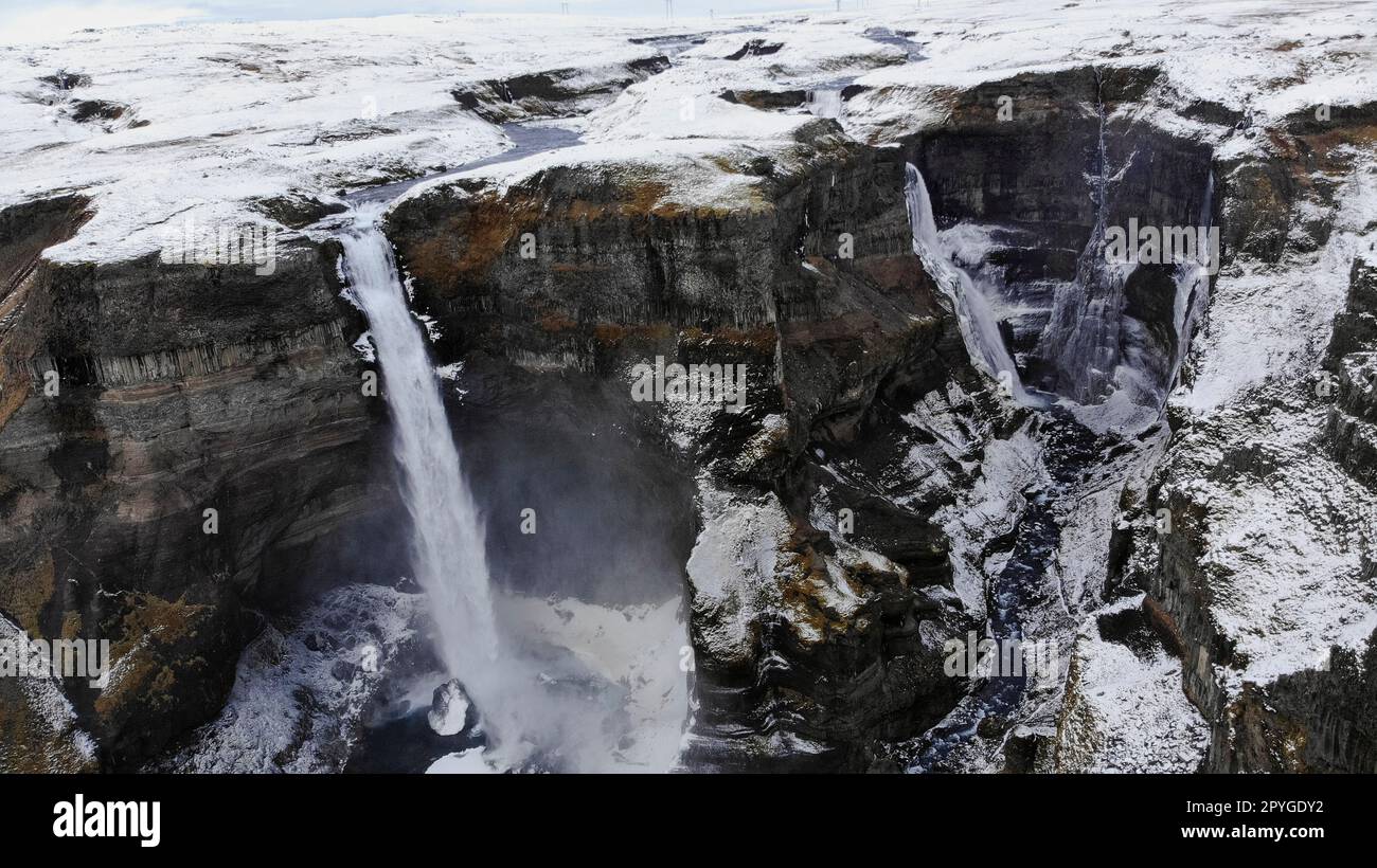 Cascade Haifoss dans le sud de l'Islande Banque D'Images