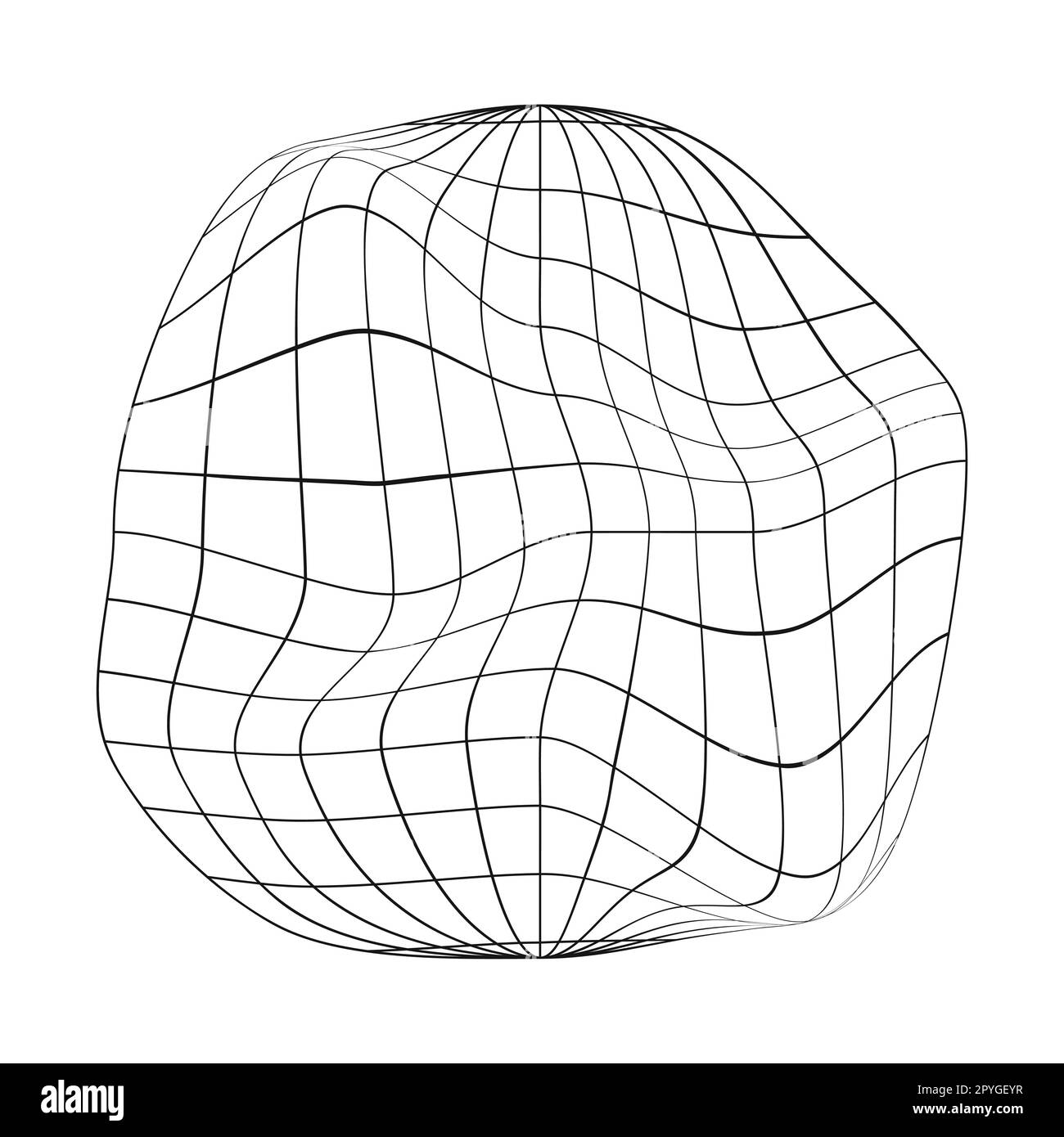 Icône de globe dégonflé. Planète Terre déformée filaire isolée sur fond blanc. Concept de changement climatique. Symbole de catastrophe écologique mondiale Illustration de Vecteur