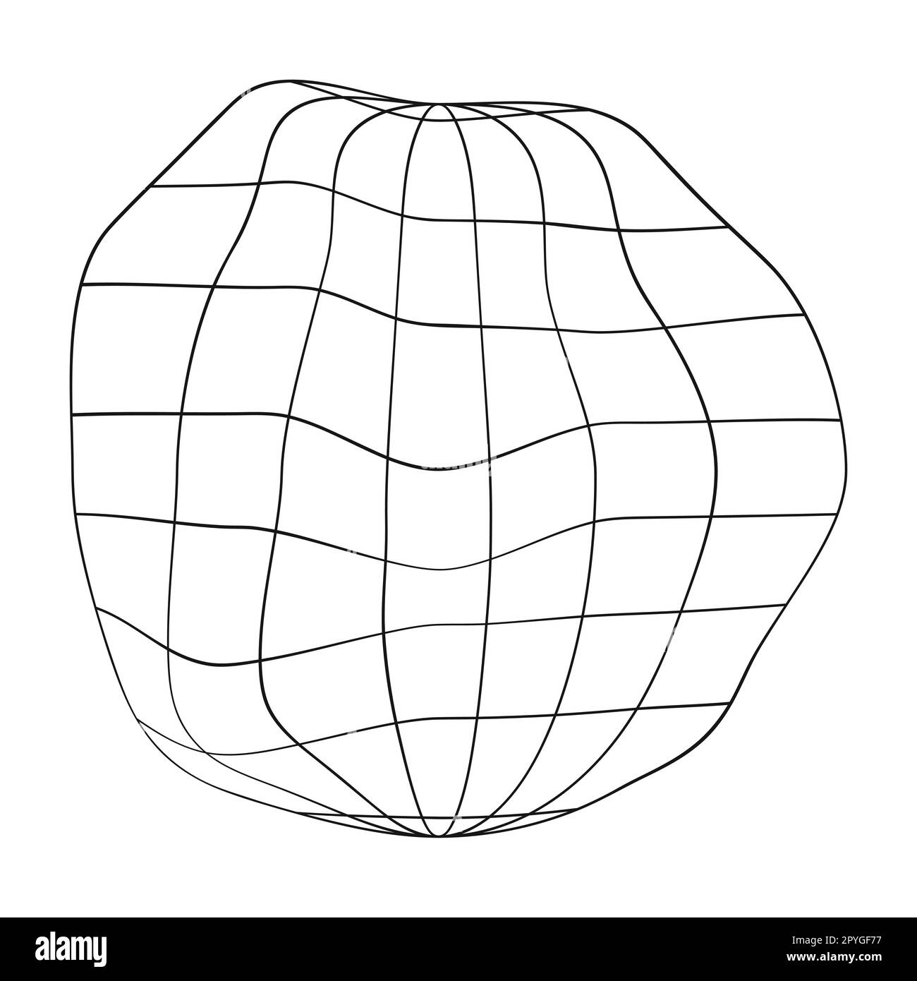 Icône de globe dégonflé. Image filaire déformée de la planète Terre isolée sur fond blanc. Concept de changement climatique. Idée de catastrophe écologique mondiale Illustration de Vecteur