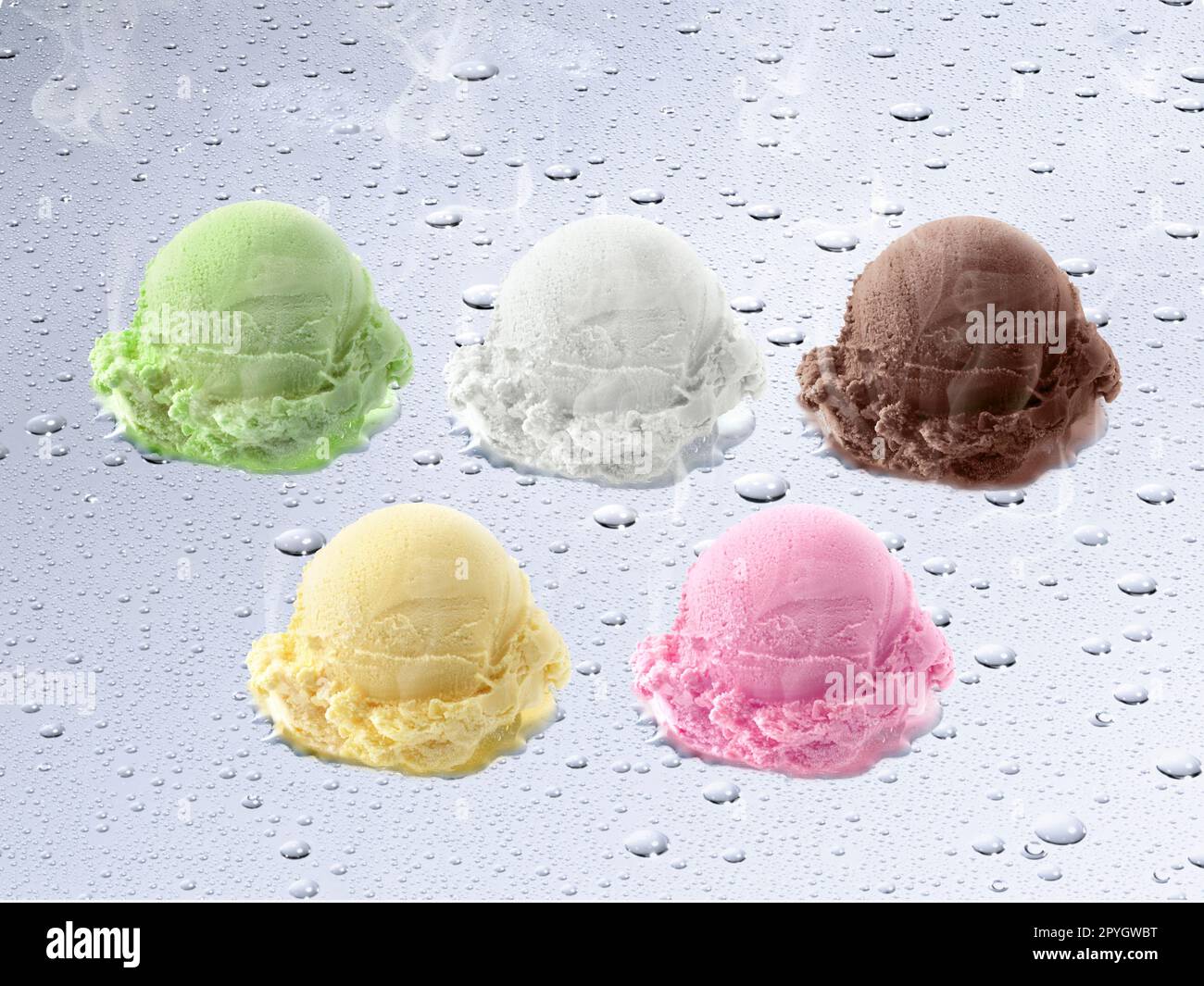 La crème glacée fondait sur une goutte d'eau Banque D'Images