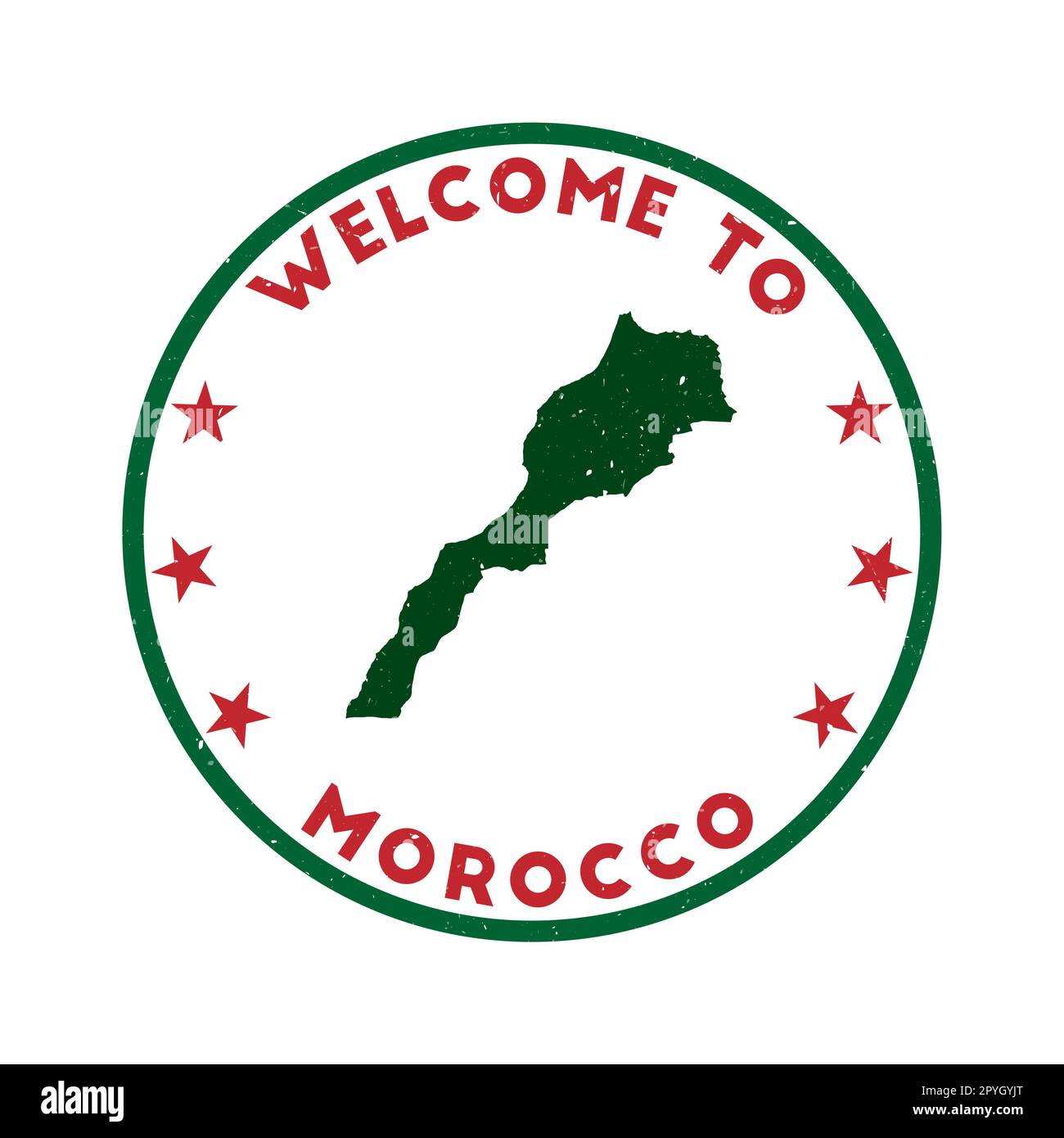 Bienvenue au cachet du Maroc. Timbre rond de pays grunge avec texture dans le thème de couleur Peri Peri. Sceau marocain géométrique de style vintage. Illustration de Vecteur