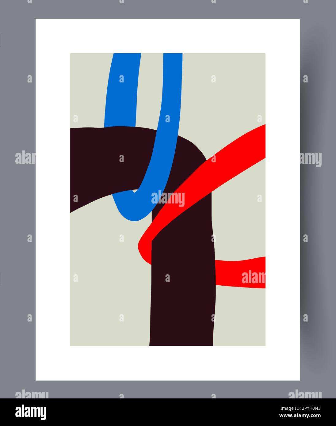 Éléments abstraits formes simples mur art imprimé. Œuvres d'art murales pour le design intérieur. Affiche imprimable sur les éléments abstraits minimaux. Décoration contemporaine Banque D'Images