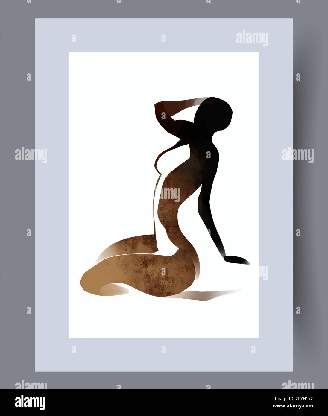 Portrait femme séduisant femme décoration murale. Décor contemporain avec dame. Œuvres d'art murales pour le design intérieur. Résumé minimal imprimable Banque D'Images