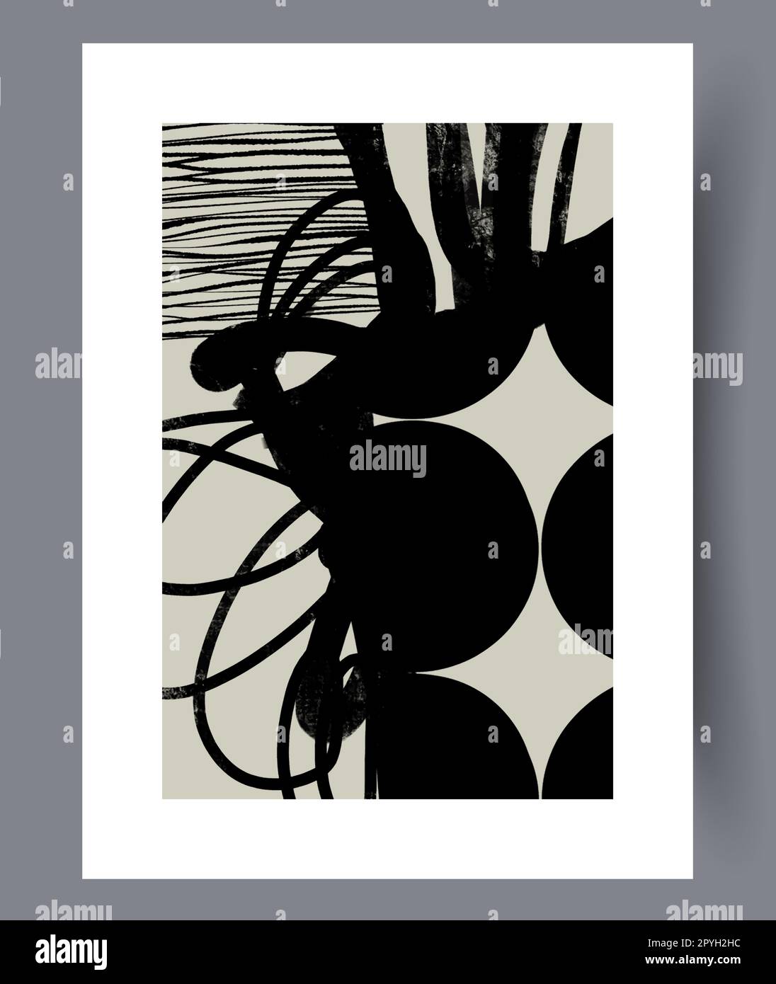 Imprimé mural à pois abstraits et lugubre. Décor contemporain avec imagination. Œuvres d'art murales pour le design intérieur. Vitesse d'impression min Banque D'Images