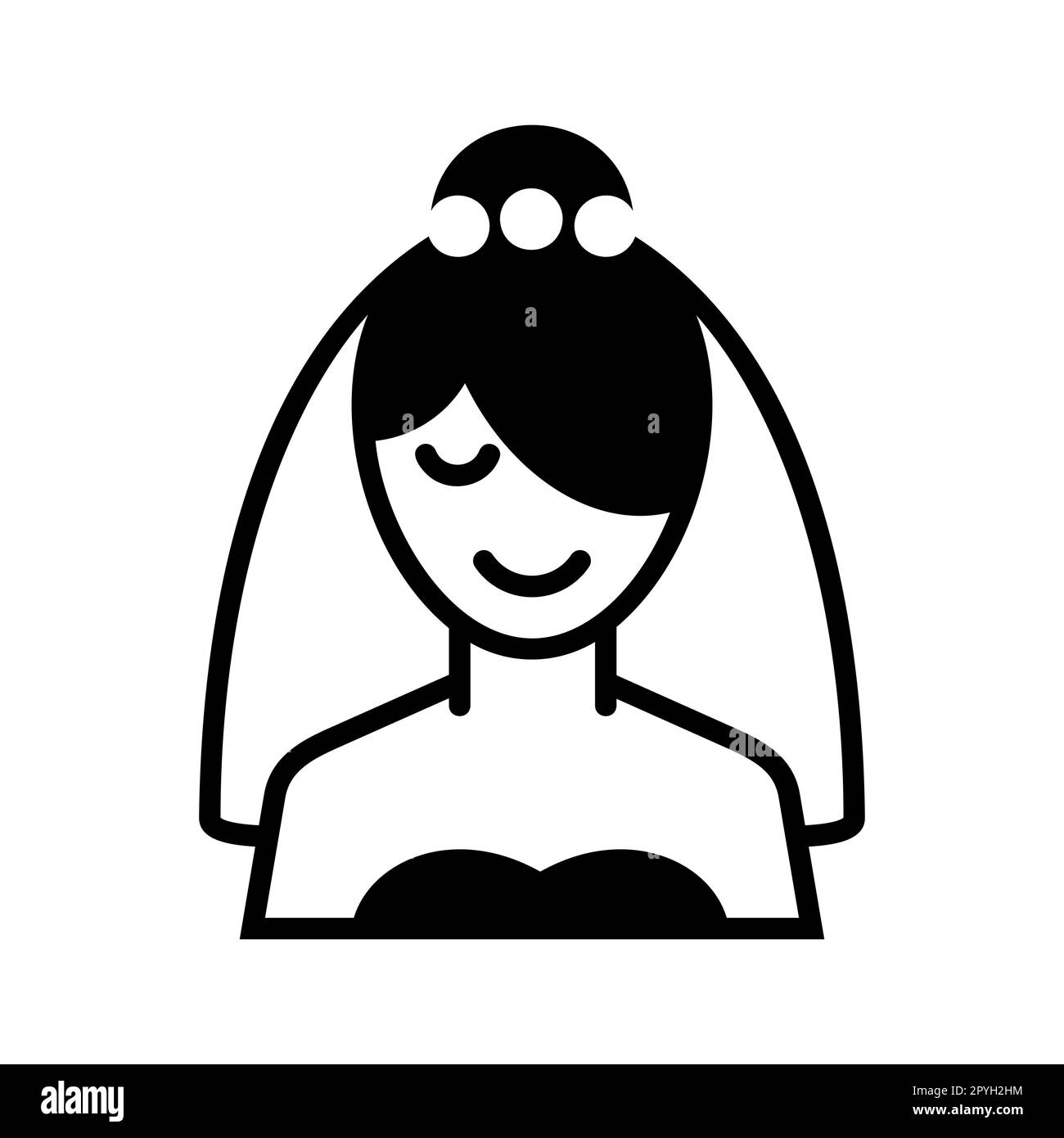 Icône de glyphe isolé de mariée. Illustration vectorielle, éléments romantiques. Autocollant, patch, badge, carte de mariage, Valentin Banque D'Images