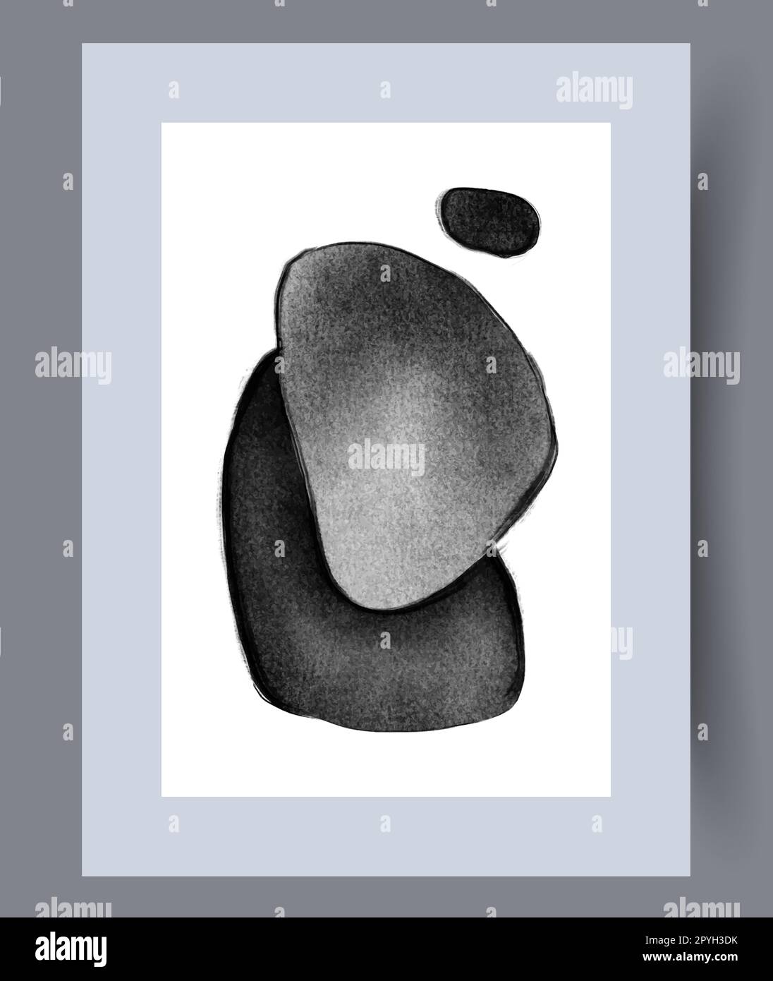 Éléments abstraits formes dessinées mur art imprimé. Affiche imprimable sur les éléments abstraits minimaux. Œuvres d'art murales pour le design intérieur. Décoration contemporaine b Banque D'Images