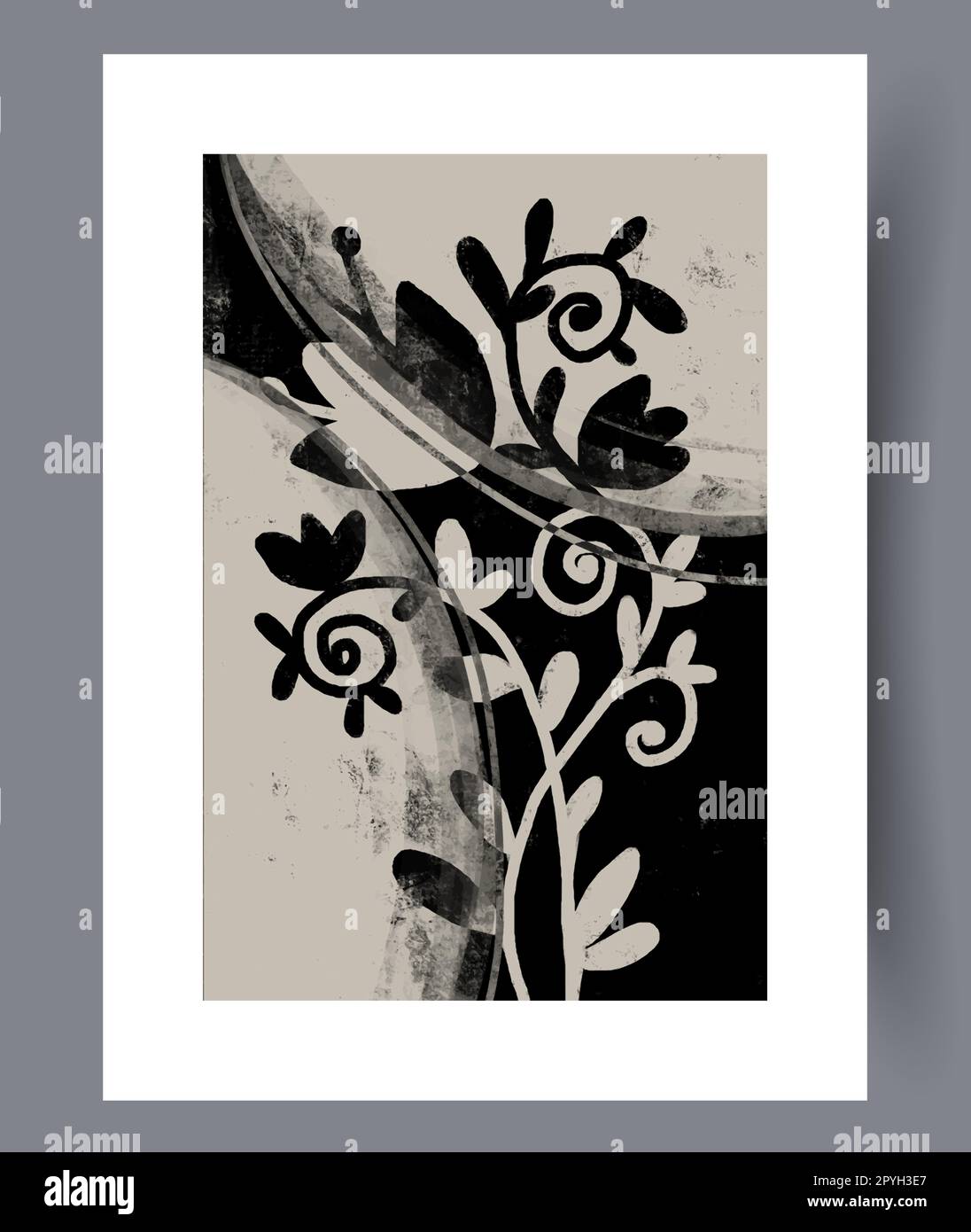 Imprimé art mural en composition organique de fleurs STILL Life. Œuvres d'art murales pour le design intérieur. Décor contemporain avec composition. Imprimable Banque D'Images