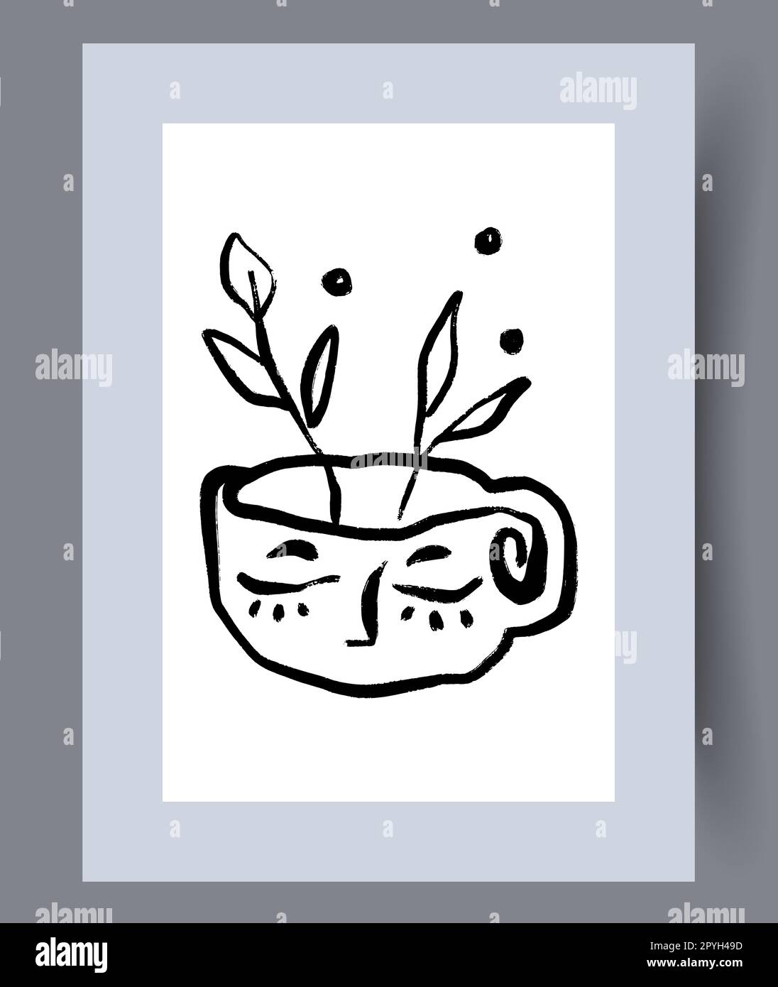 Motif plante encore vivant mug visage imprimé art mural Banque D'Images