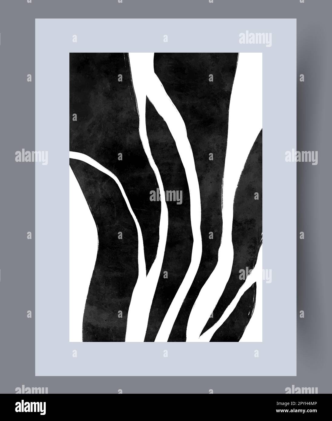 Abstrait formes chaotic tracery mur art imprimé. Affiche imprimable de formes abstraites minimales. Arrière-plan décoratif contemporain avec tracery. Œuvres d'art murales Banque D'Images