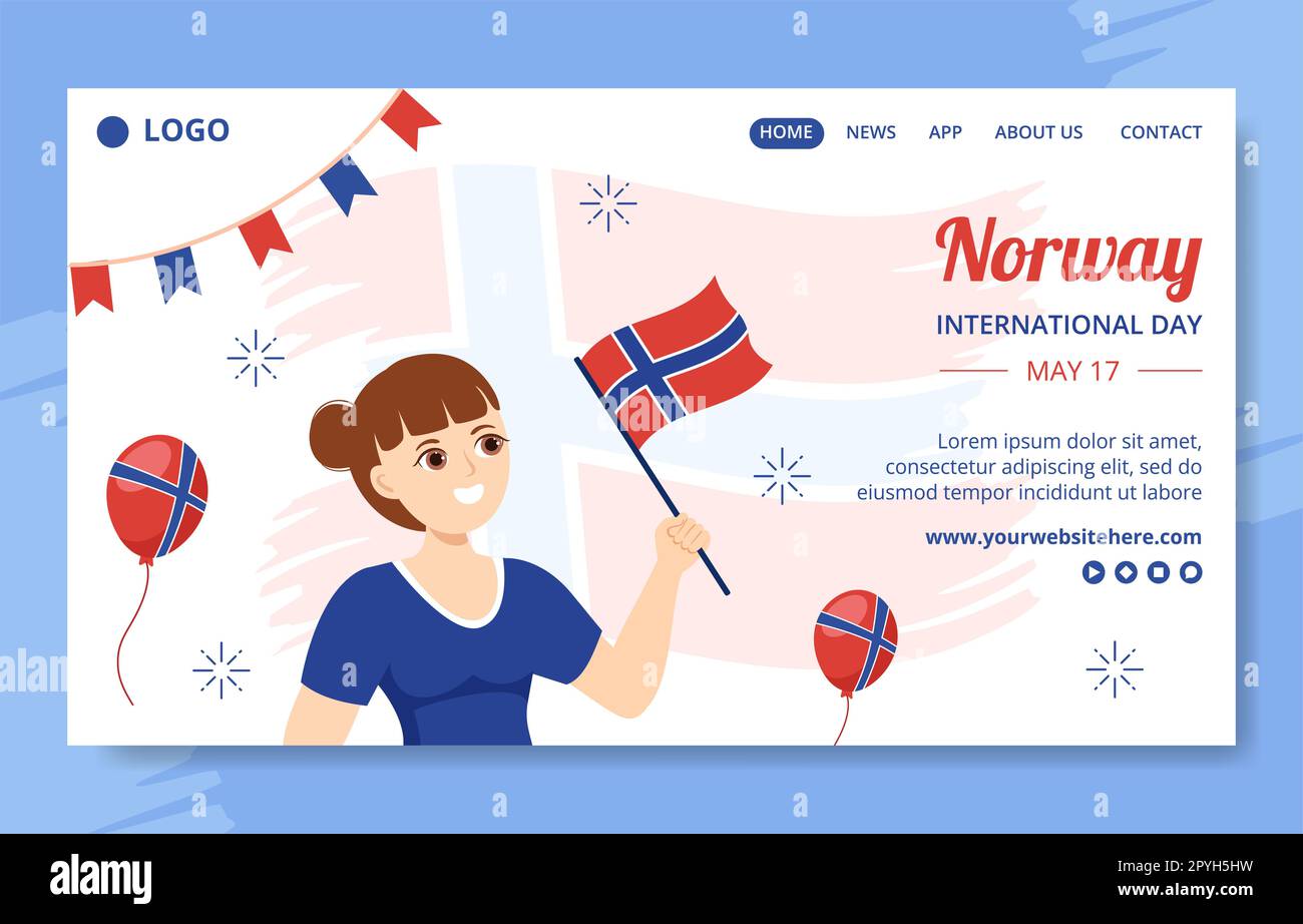 Norvège National Day social Media Landing page Flat Cartoon dessin à la main Illustration du modèle Banque D'Images