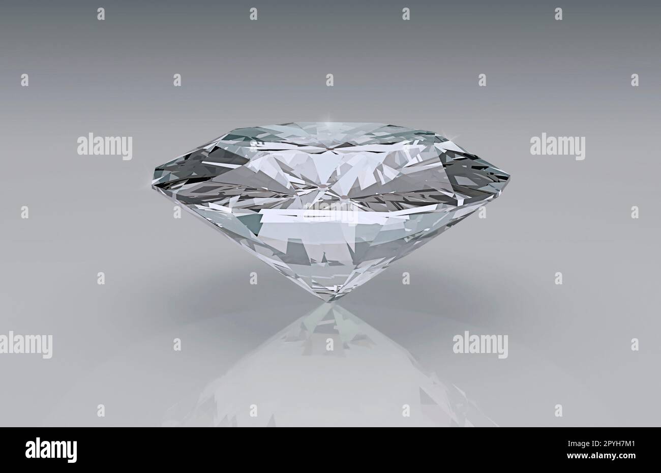 Diamant brillant brillant placé sur fond gris Banque D'Images