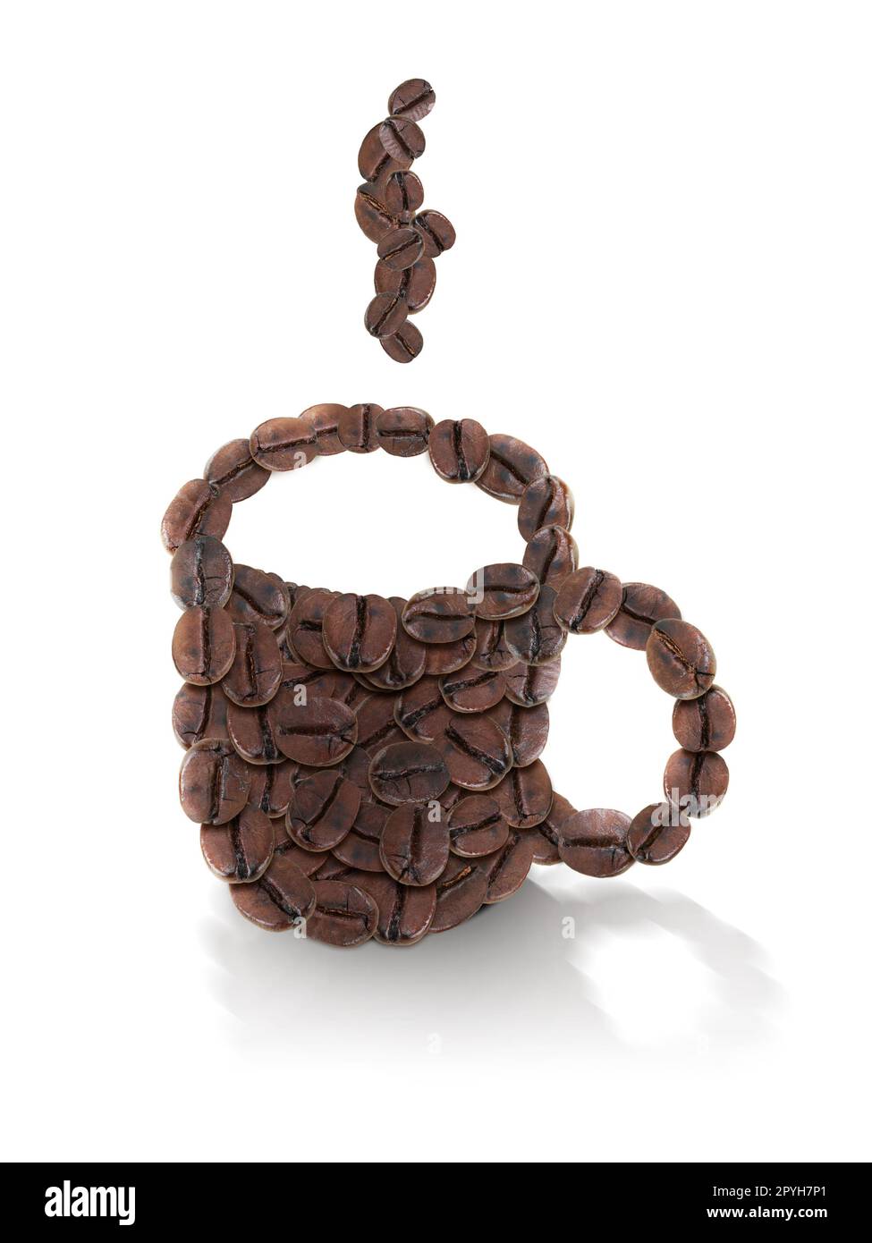 Tasse à café en grains isolée sur fond blanc Banque D'Images