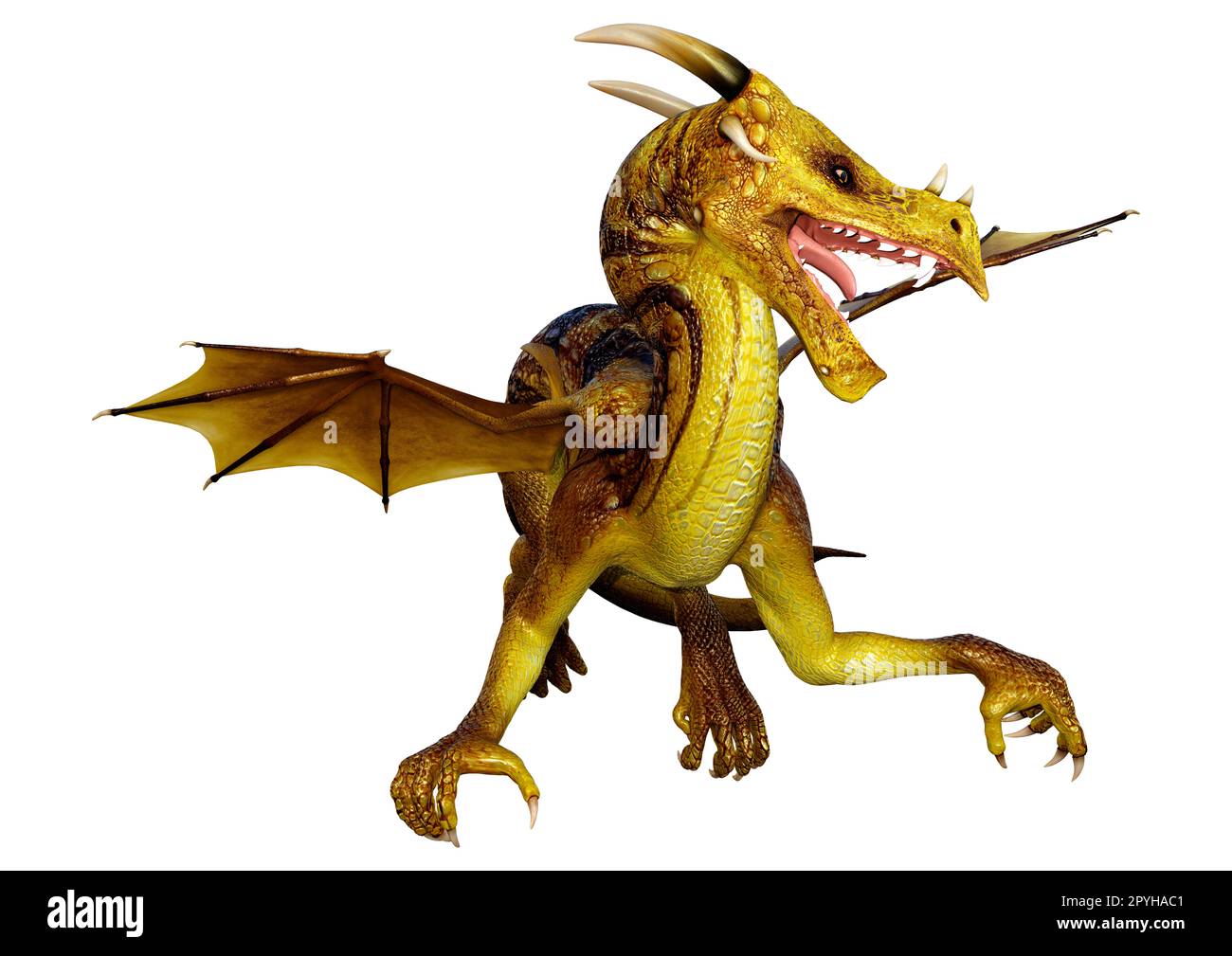 Le rendu 3D d'un dragon fantasy isolé sur fond blanc Banque D'Images