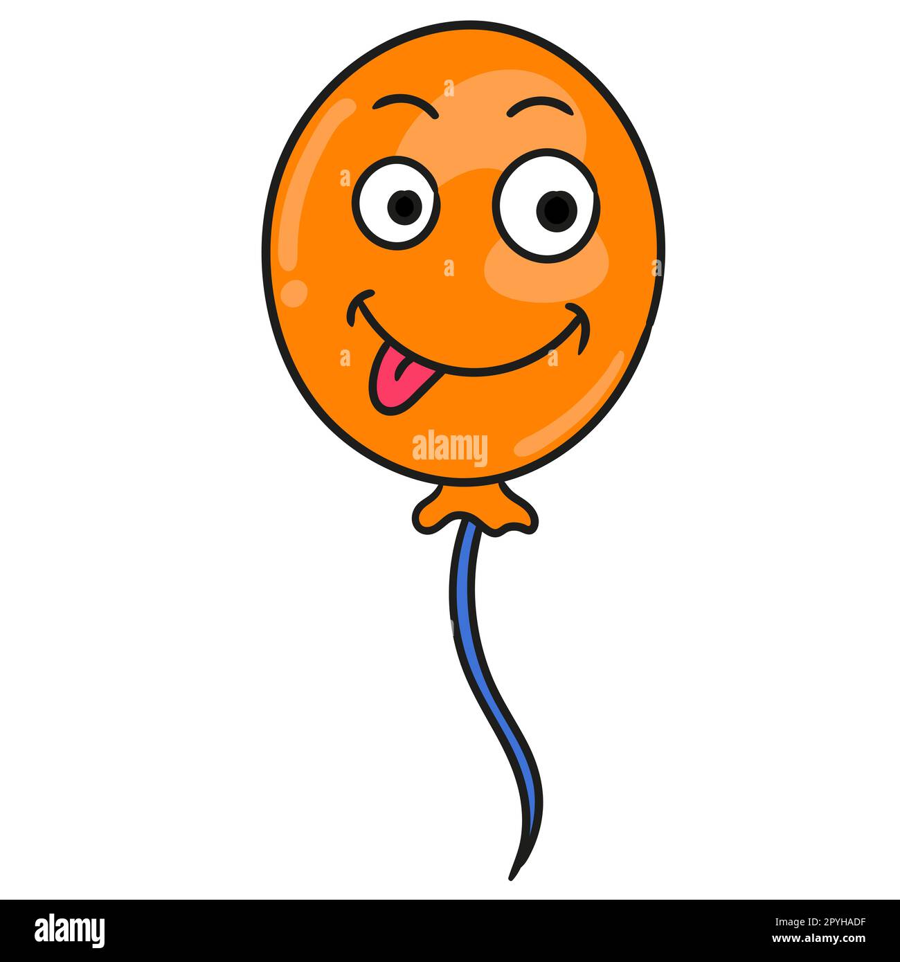 ballon avec un visage drôle. icône doodle Banque D'Images