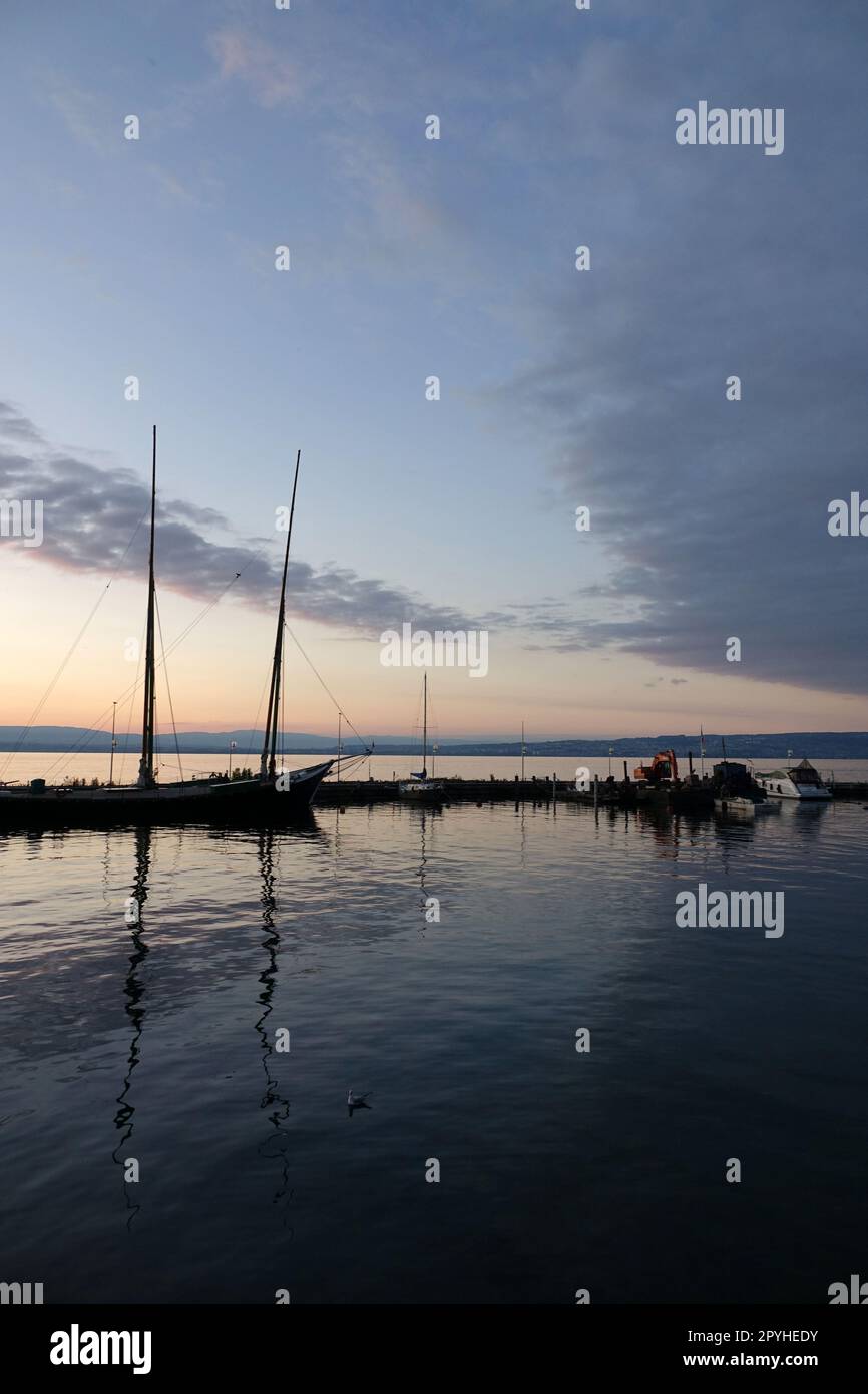 Abend am Genfer Voir BEI Evian-les-bains Banque D'Images