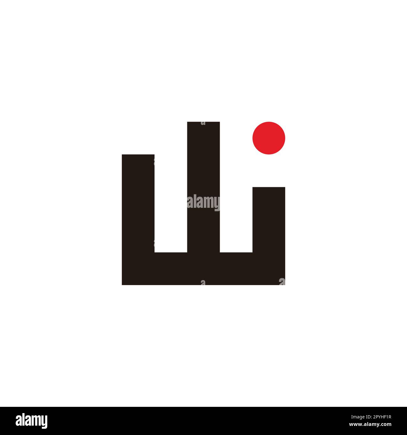 Lettre W, bâtiment et soleil symbole géométrique simple logo vecteur Illustration de Vecteur