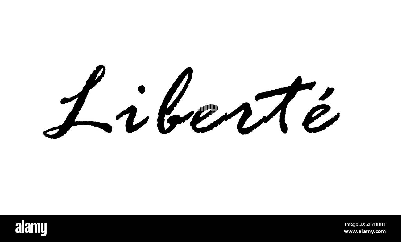 Texte Liberty en français sur blanc Banque D'Images