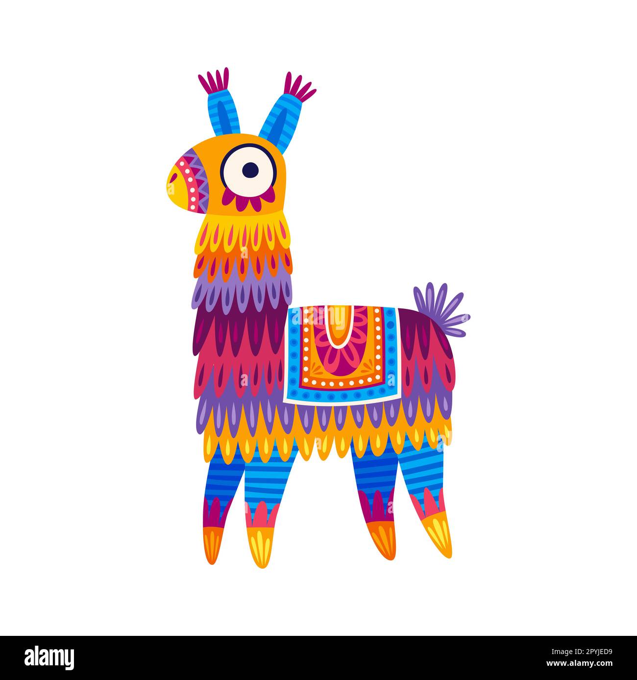 Dessin animé llama ou mignon alpaga, comique péruvien animal drôle personnage. Vecteur tricoté jouet lama dans le design ethnique, enfant bébé lama Illustration de Vecteur