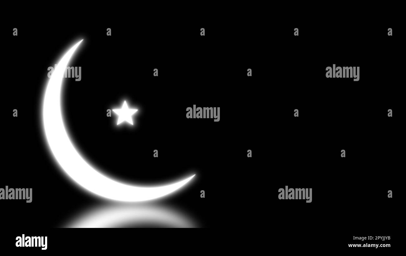 Zoom sur l'étoile céleste et le croissant de la lumière éclatante de Ramzan Banque D'Images