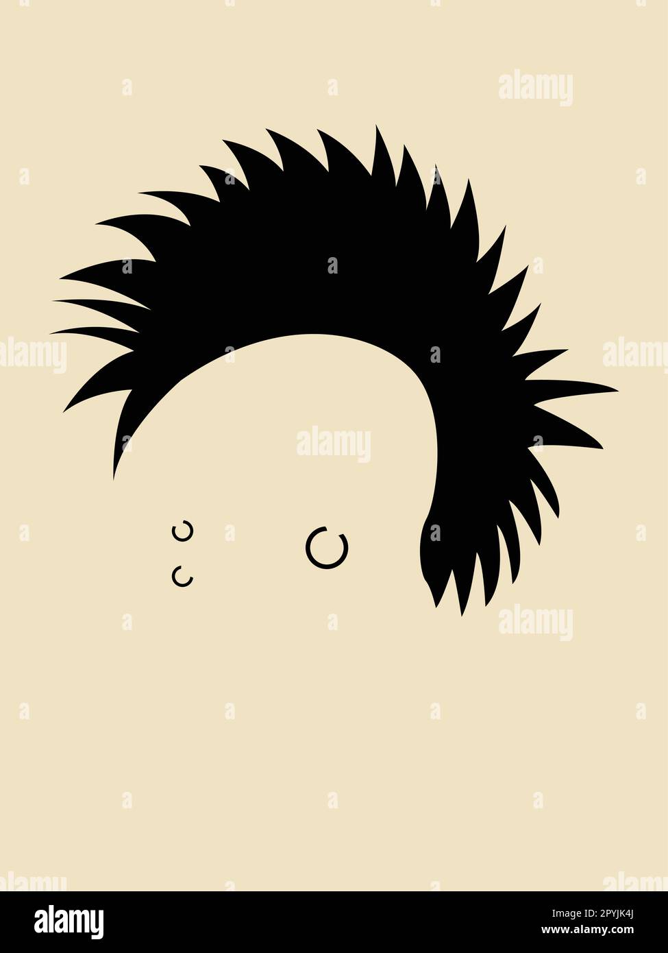 Symbole du visage d'un homme tête dans des cheveux de style punk Illustration de Vecteur