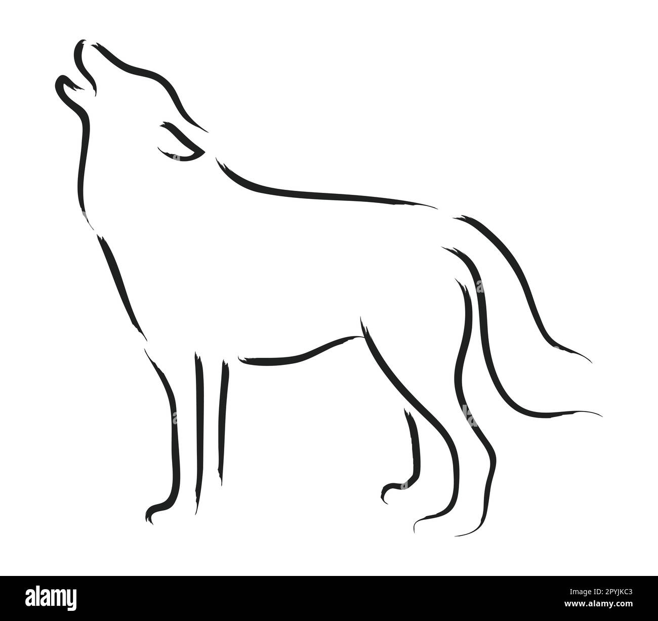 Esquisse simple d'un loup hurlant Illustration de Vecteur