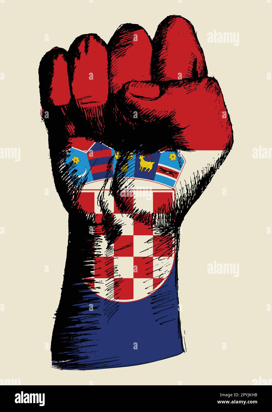 Illustration d'un poing avec l'insigne de Croatie Illustration de Vecteur