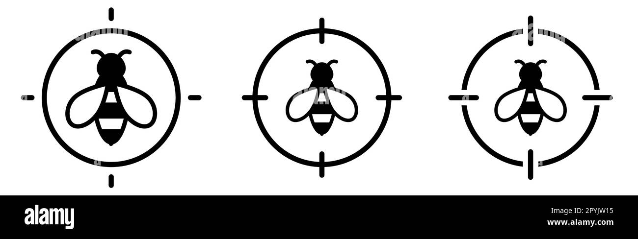 Icône abeille simple dans le réticule cible. Concentration ou importance du concept des abeilles Illustration de Vecteur