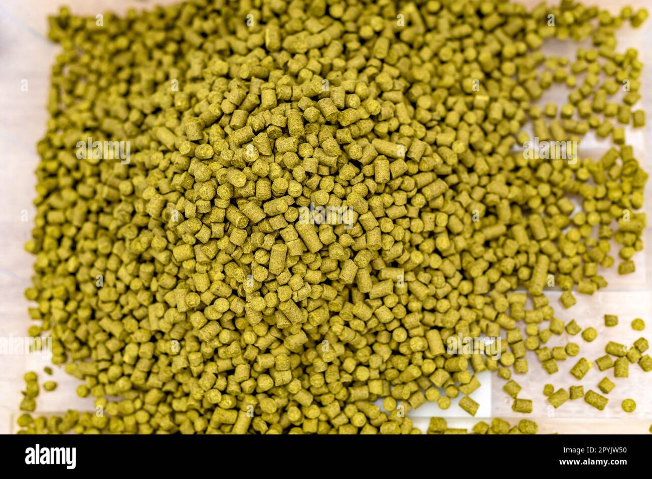 houblon en granulés pour la production de bière. bière dans une brasserie Banque D'Images