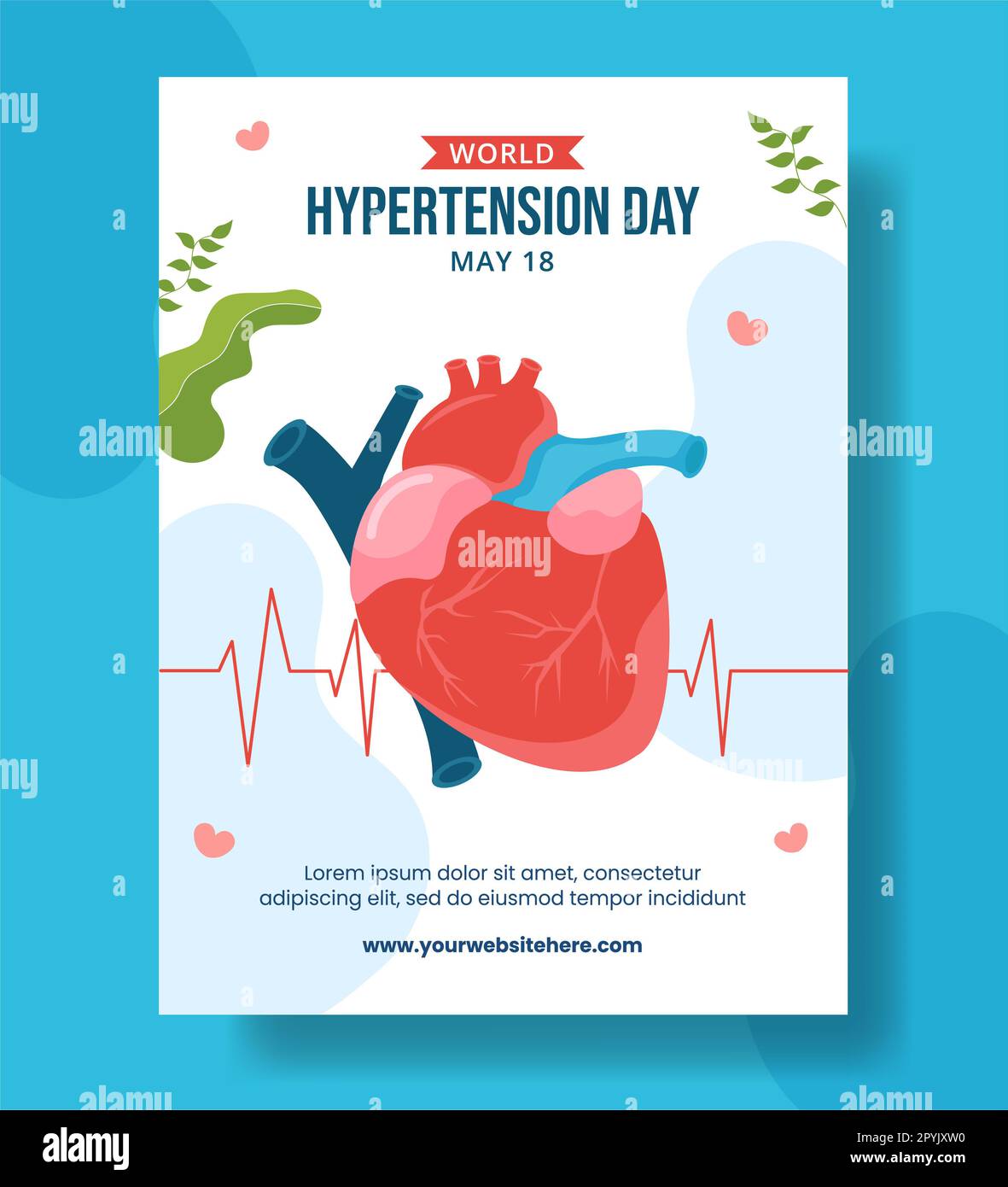 Journée mondiale de l'hypertension artérielle affiche verticale dessin animé à la main modèles Illustration d'arrière-plan Banque D'Images