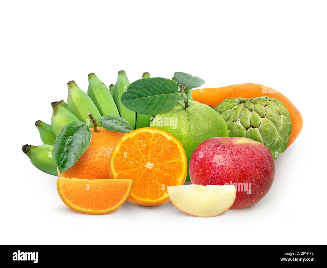 Assortiment de fruits exotiques isolated on white Banque D'Images