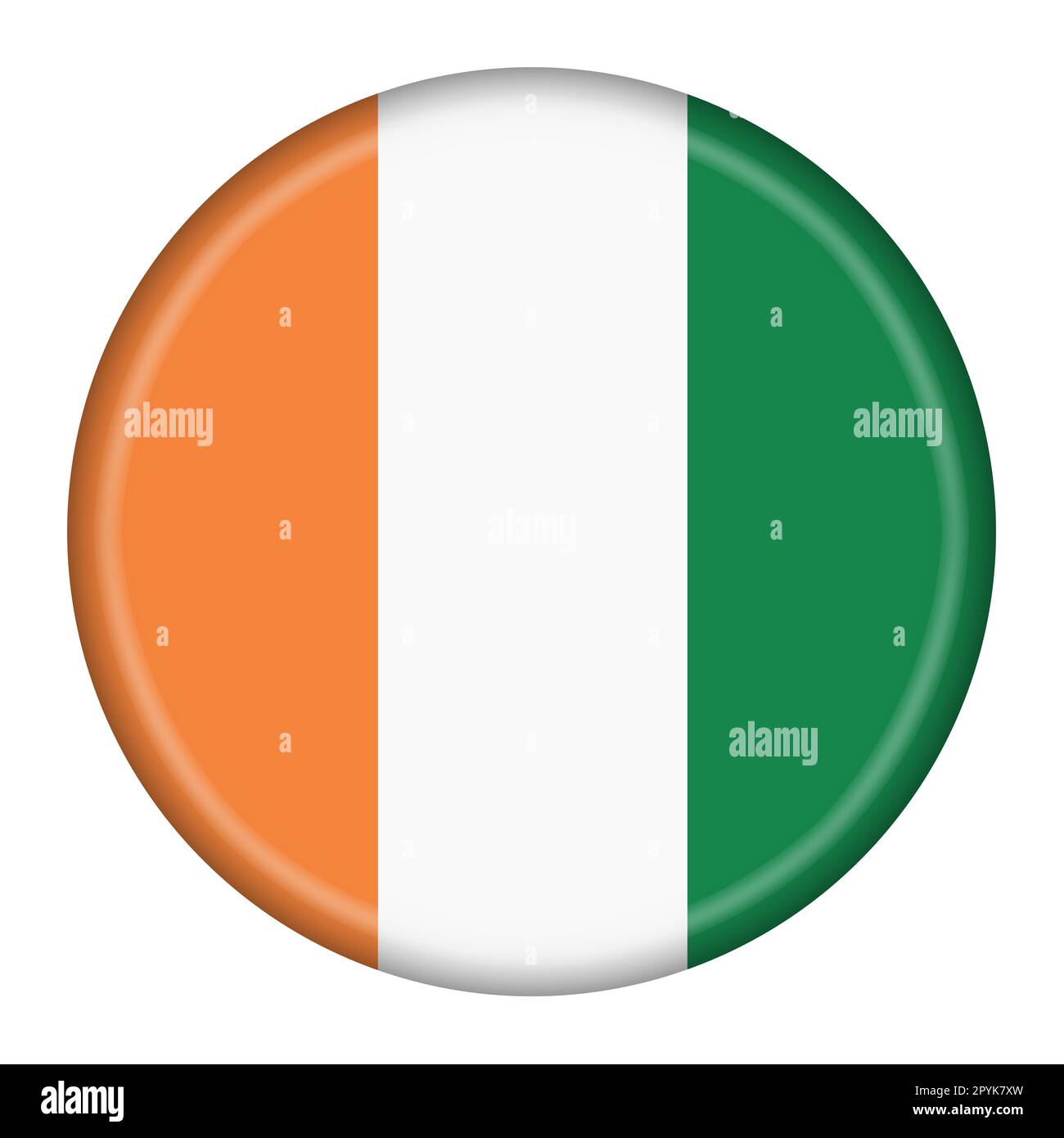 Côte Divoire Côte d'Ivoire drapeau bouton 3D illustration avec chemin de coupure Banque D'Images