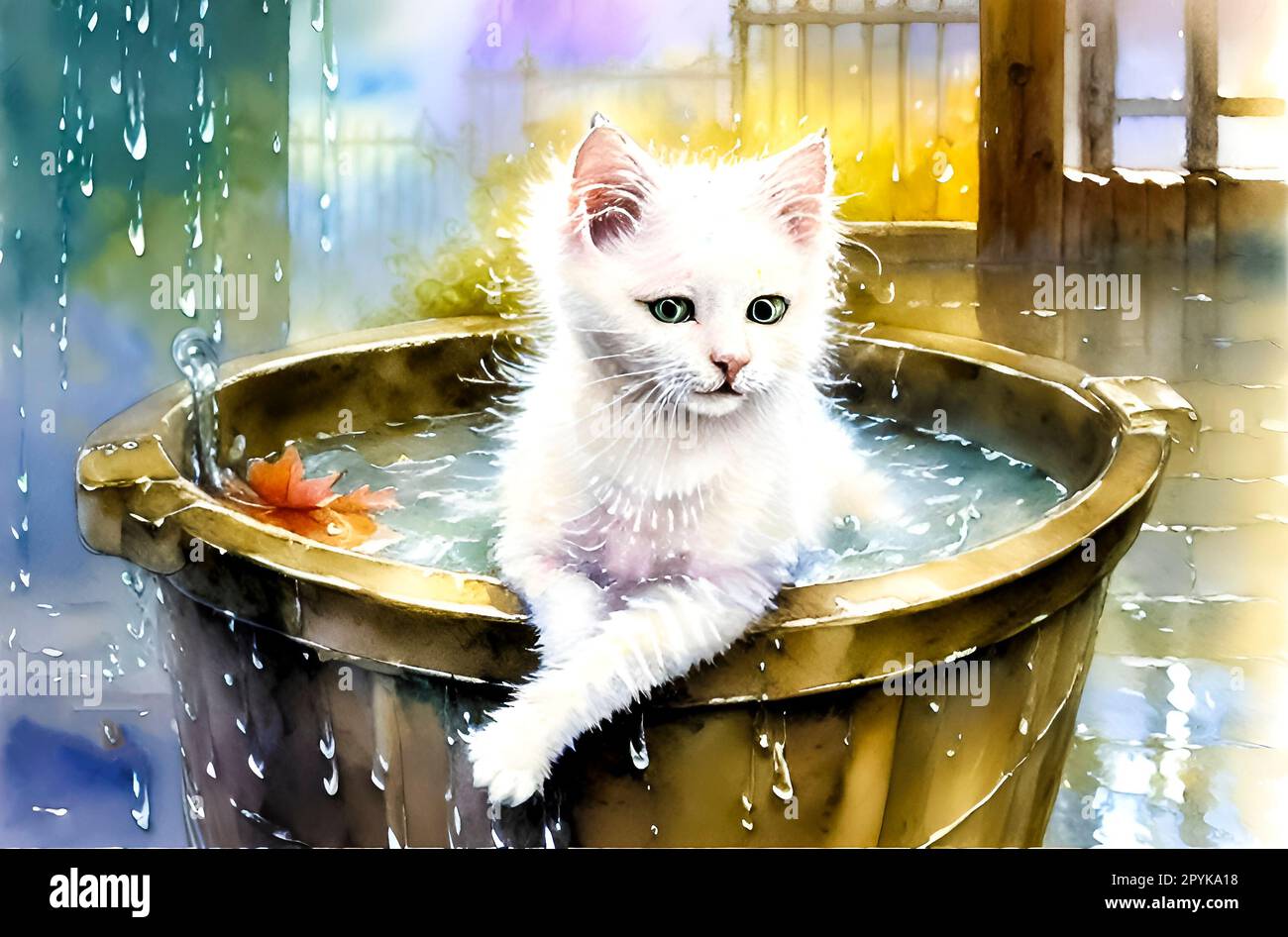 chat lavant le bain dans la salle de bain Photo Stock - Alamy