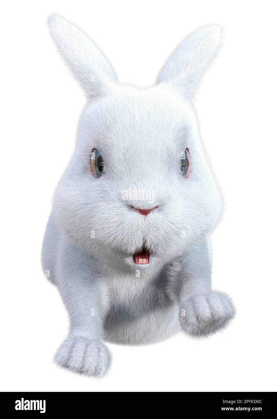 3D rendu d'un lapin blanc isolé sur fond blanc Banque D'Images