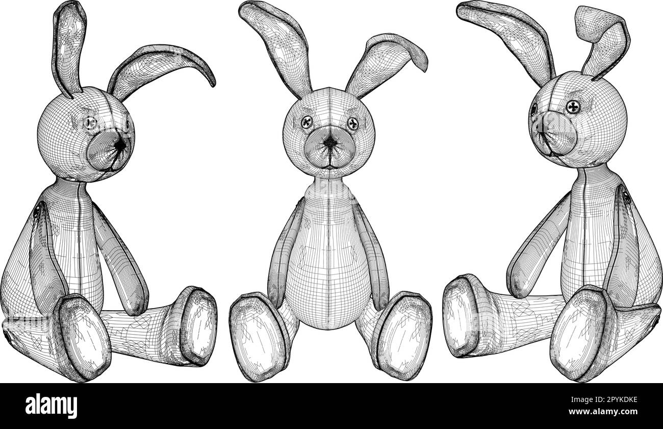 Jouet de poupée de lapin Vector. Illustration isolée sur fond blanc. Illustration vectorielle d'un jouet de lapin. Illustration de Vecteur