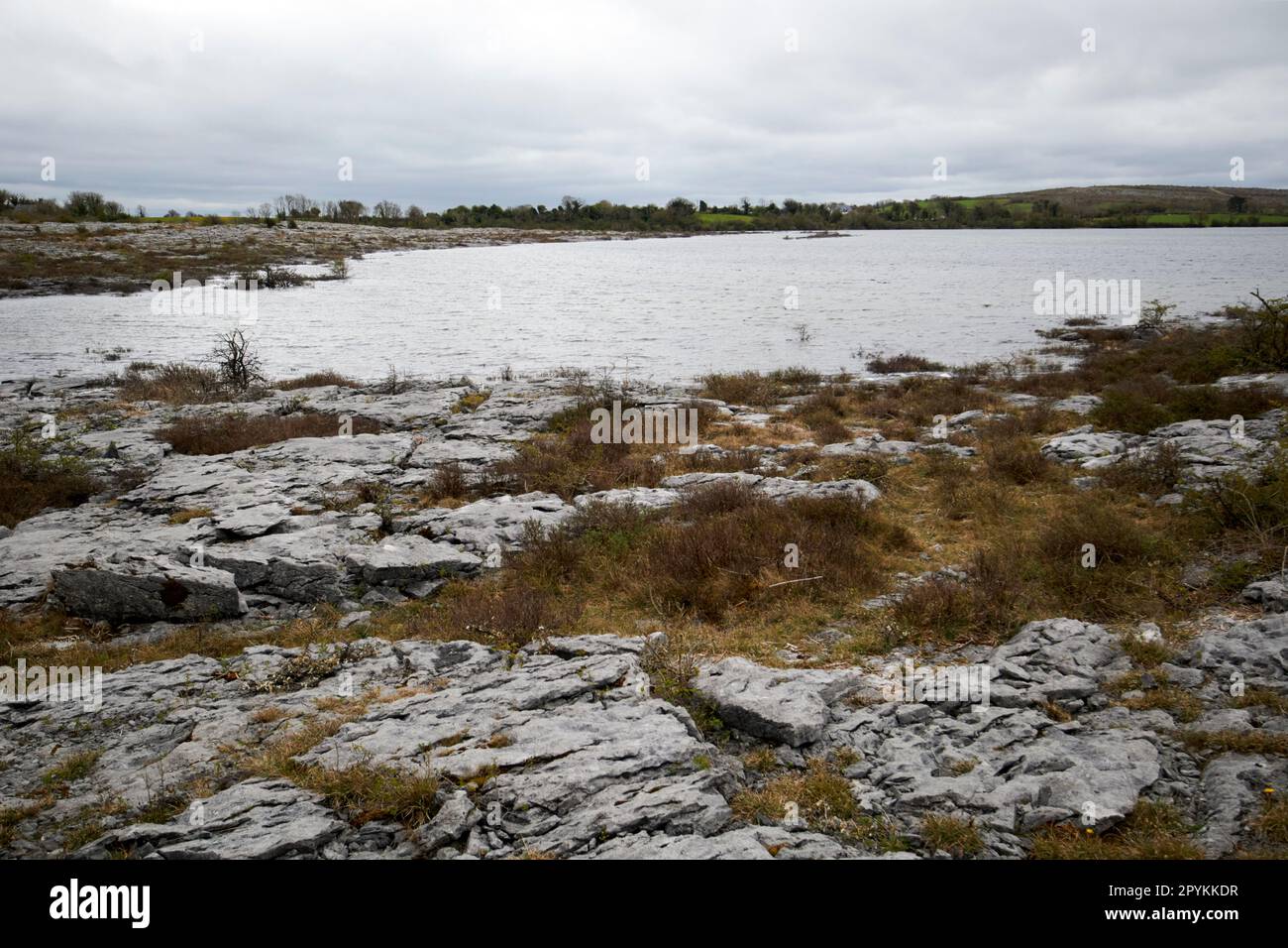 disparition du lac temporaire de turlough dans le burren après de fortes pluies comté clare république d'irlande Banque D'Images